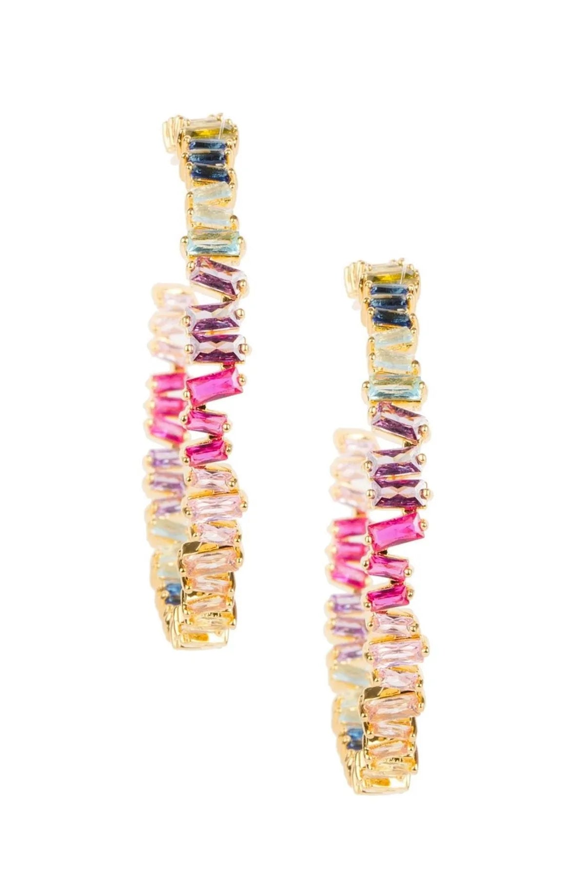 Stylish Multicolor Crystal Hoop Earrings for Women - Trendy Fashion Jewelry for Party, Wedding & Everyday Wear