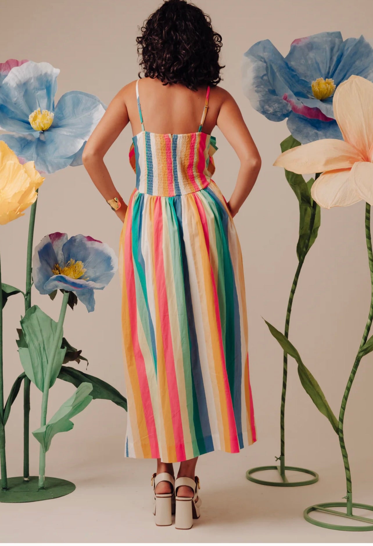 Dolcia Midi Dress for Women - Flowy Summer Casual Dress with Pockets, Elegant A-Line Floral Print Dress for Office, Date Night & Vacation