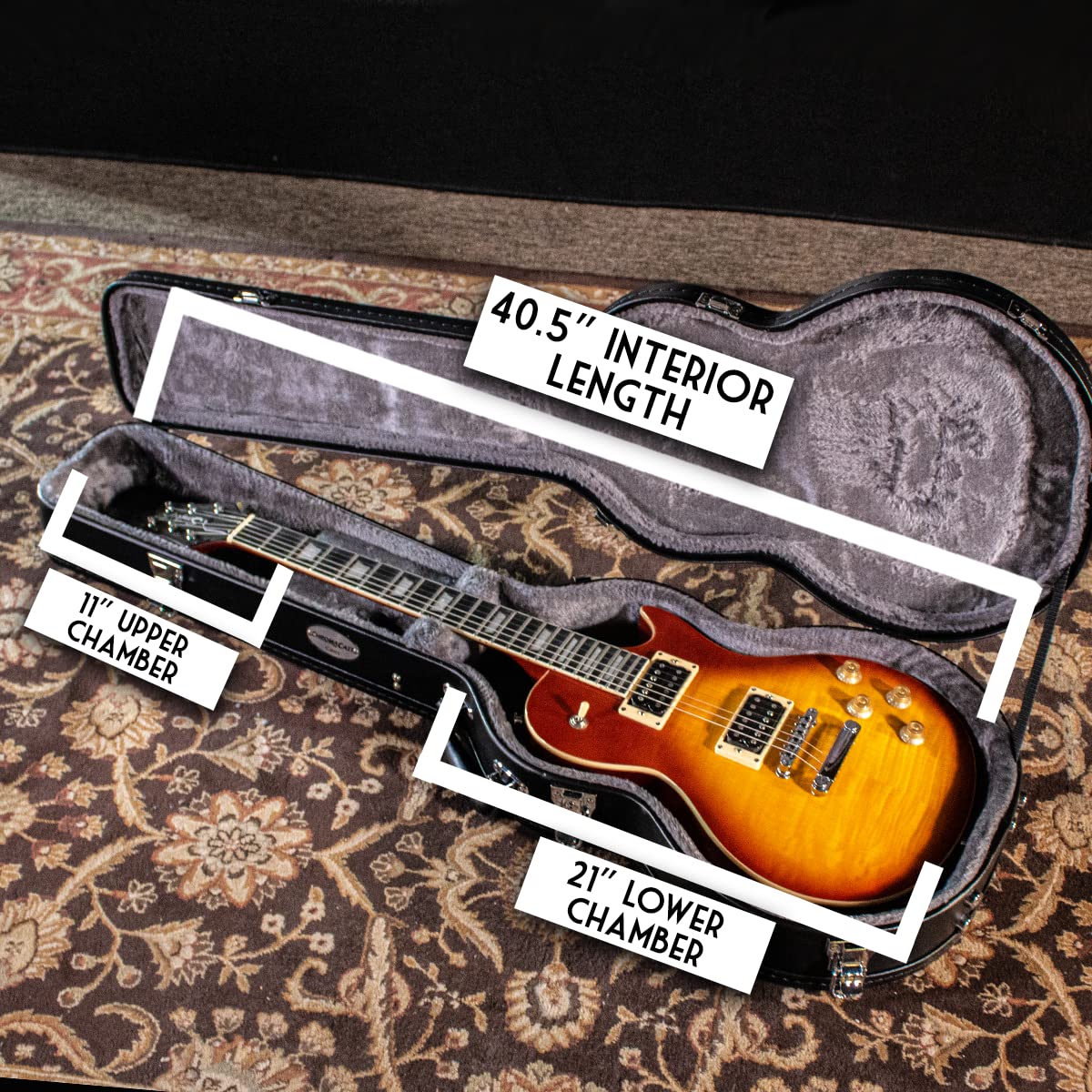 ChromaCast CC-PS-LPC Pro Series Electric Guitar Hard Case - Durable Protective Travel Storage for Les Paul Style Guitars - Perfect for Gigging, Touring & Home Storage