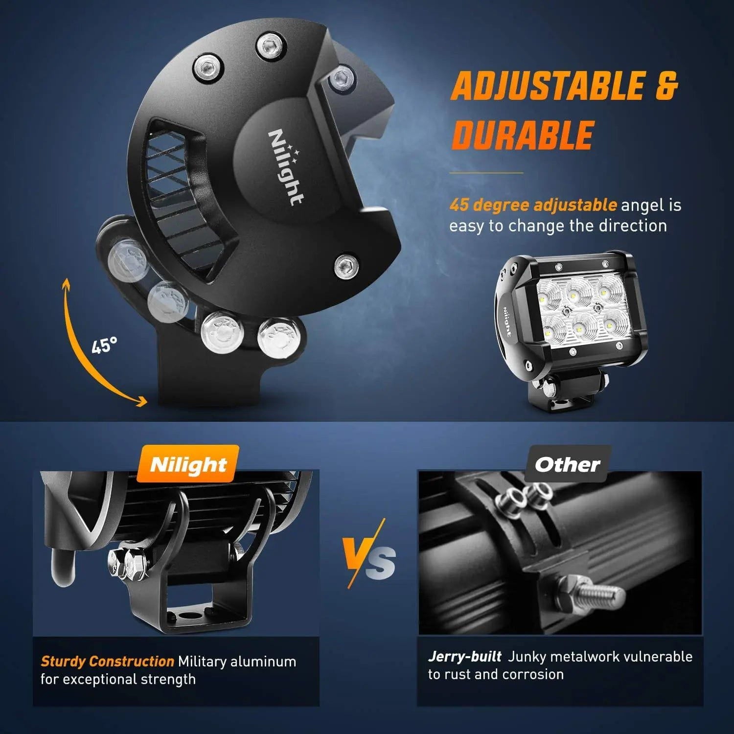 4 Inch 18W 1260LM LED Flood Light Pods (Pair) - Waterproof Off-Road Lighting for Trucks, ATVs, Boats & Outdoor Adventures