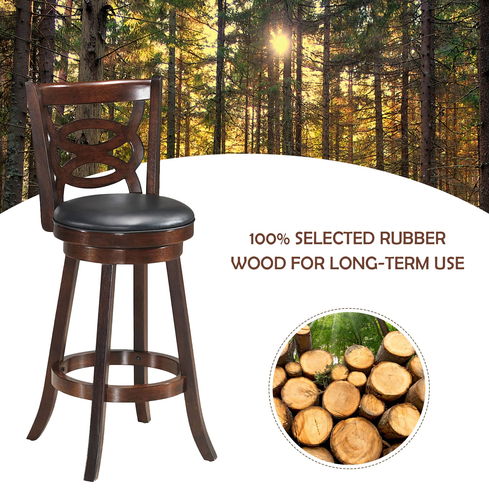 COSTWAY Bar Stools Set of 2 - 29