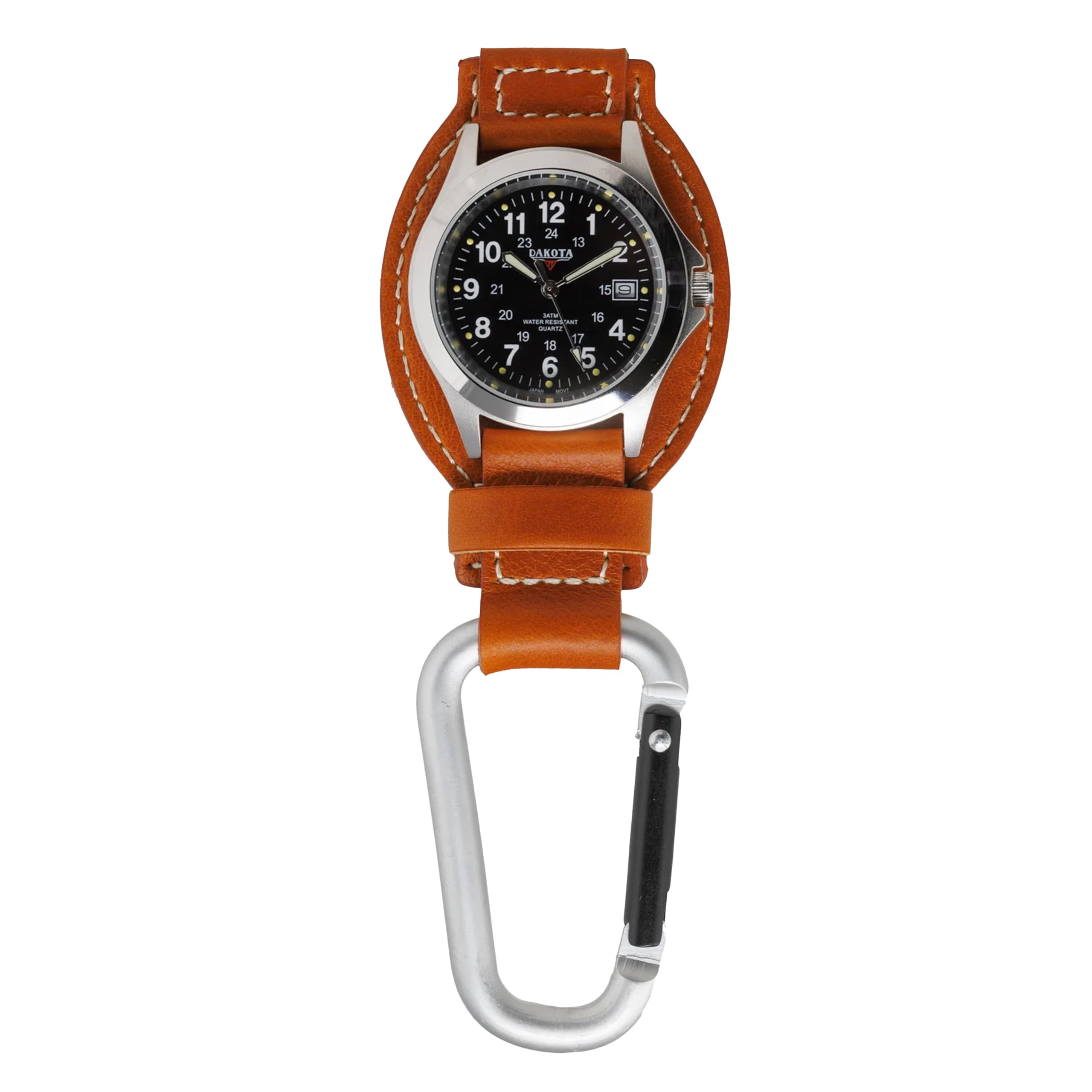 Premium Dakota Leather Field Clip Pocket Watch - Lightweight Dress Watch with Leather Fob Strap - Stylish Outdoor Gifts for Men & Women - Perfect for Fishing, Golf, Hiking & Formal Occasions