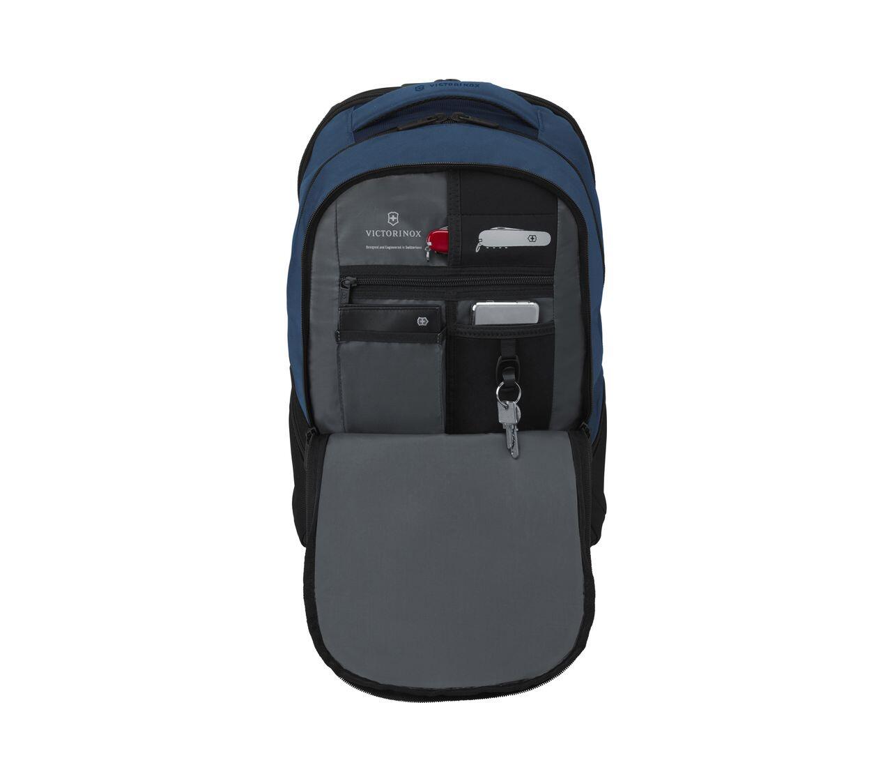 VX Sport EVO Deluxe Backpack - Waterproof Travel Backpack with USB Charging Port, Laptop Compartment & Multiple Pockets for Men & Women - Perfect for Gym, Work, School & Outdoor Adventures (Navy Blue)