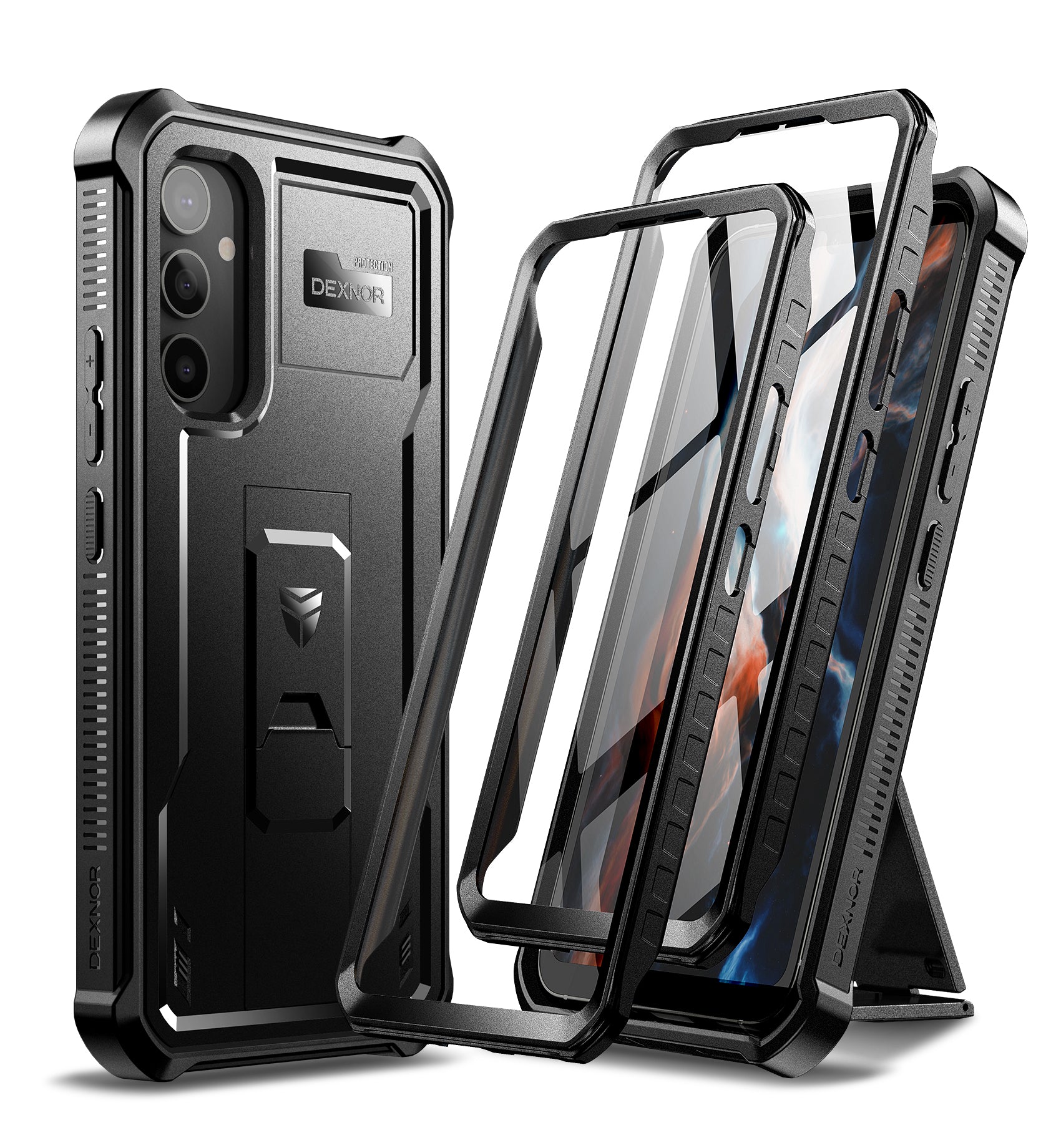 Dexnor Heavy Duty Shockproof Rugged Case for Samsung Galaxy A54 5G with Screen Protector, Full Body Bumper & Kickstand - Perfect for Outdoor, Work, and Daily Protection