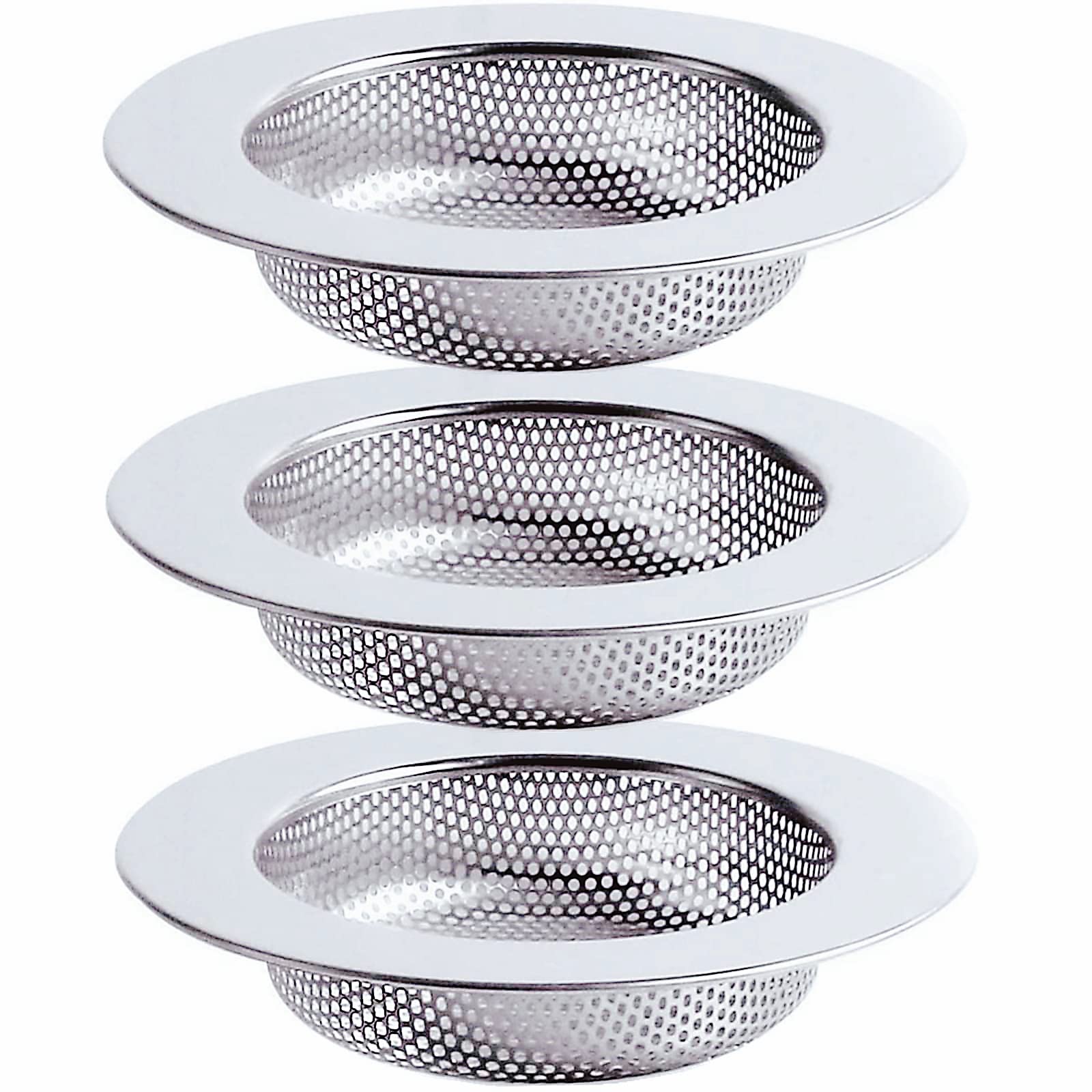 Premium Stainless Steel Kitchen Sink Strainer - 3 Pack Universal Drain Filter for Most Sinks | Durable Mesh Sieve for Food Scraps & Debris | Ideal for Home Kitchen, RV & Restaurant Use