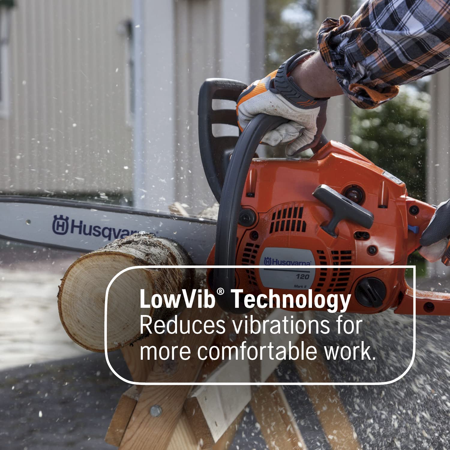 Husqvarna 120 38cc 16-Inch Gas Chainsaw - 1.8HP 2-Cycle X-Torq Engine with Automatic Oiler - Professional Wood Cutting, Tree Felling & Limbing Tool - Perfect for Homeowners, Landscapers & DIY Projects - Great Gift for Father's Day, Christmas & Handymen