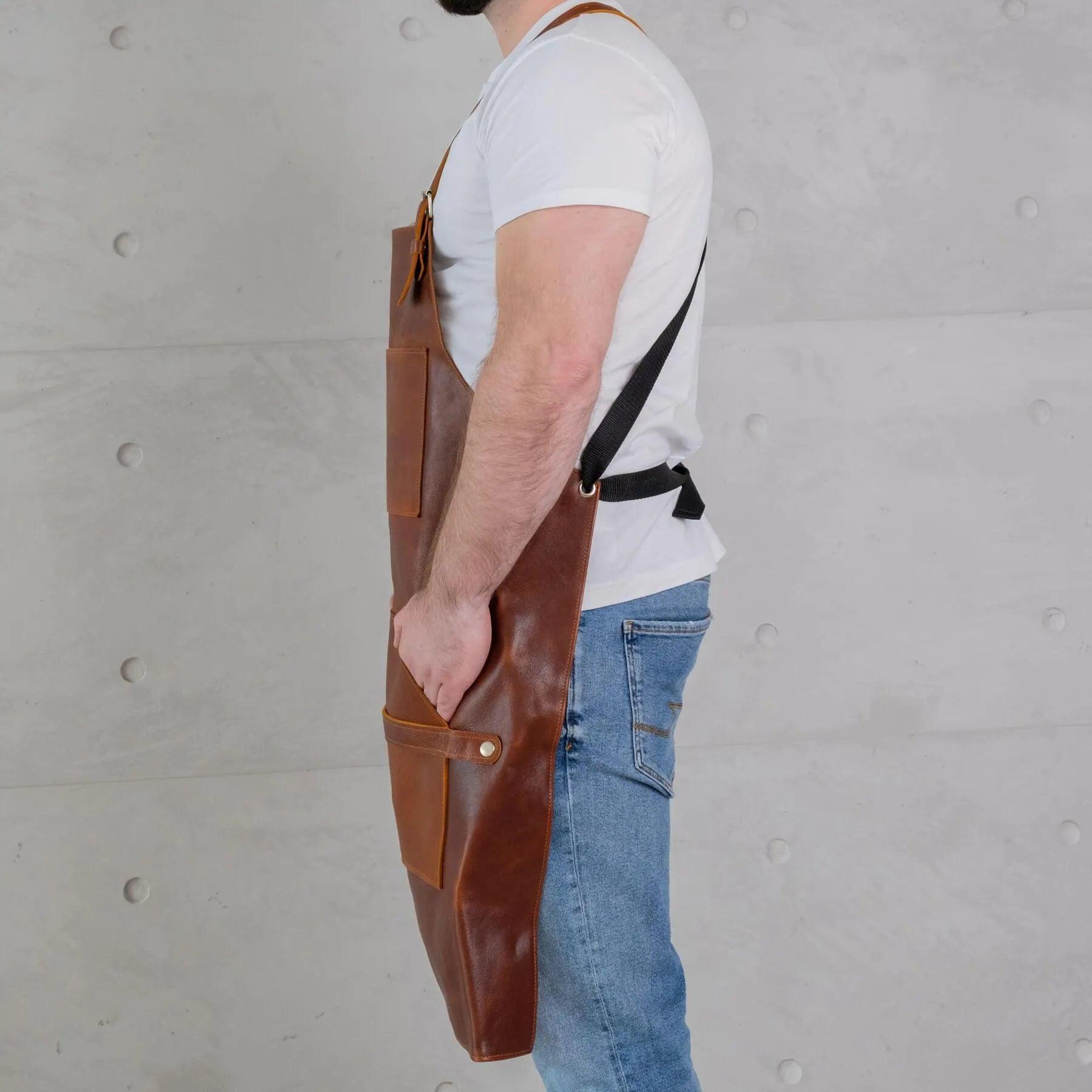 Premium Leather Apron for Men - Heavy Duty BBQ, Grilling & Cooking - Durable & Stylish Workwear for Chefs, Butchers & Craftsmen