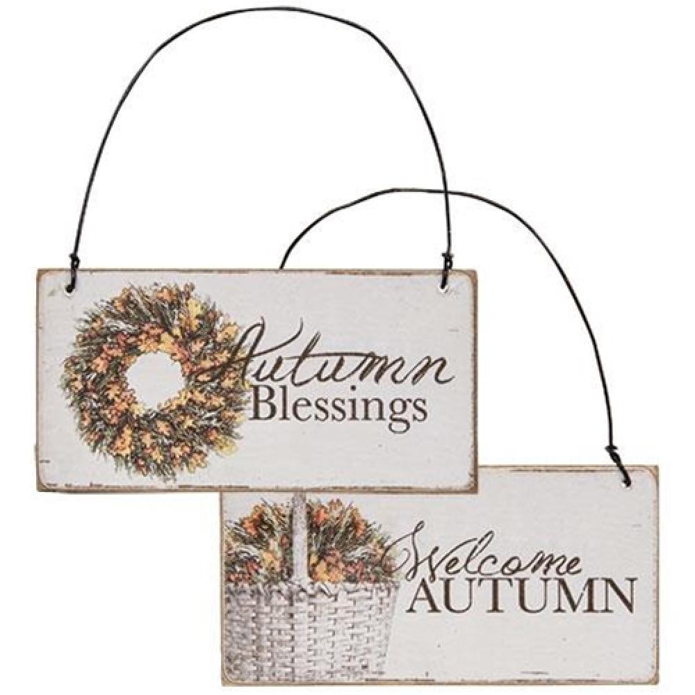 Autumn Blessings Ornament Set of 2 - Fall Home Decor for Thanksgiving, Harvest Season & Cozy Autumn Vibes