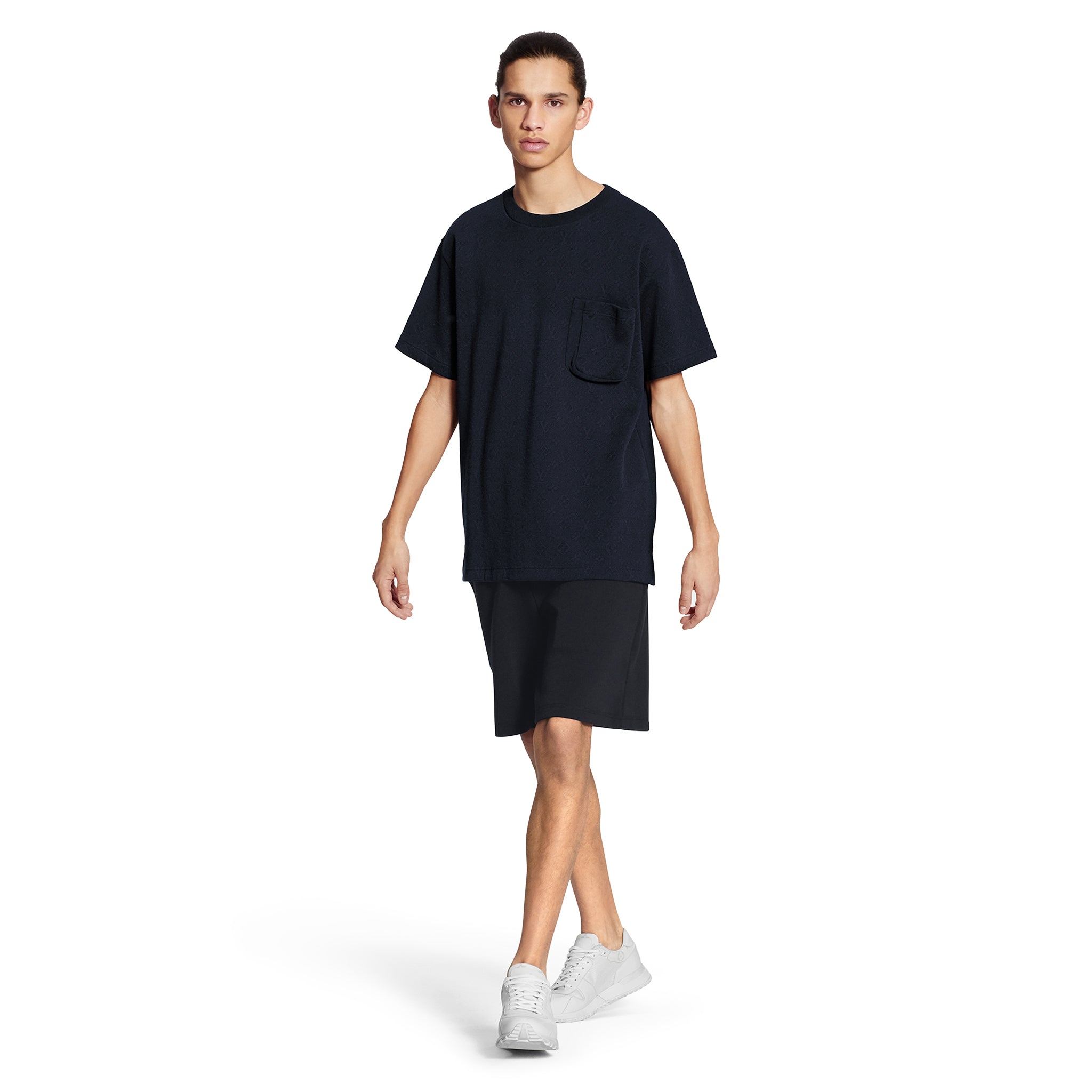 Louis Vuitton Monogram Signature 3D Pocket Cotton T-Shirt for Men - Dark Blue Casual Tee for Streetwear & Luxury Fashion