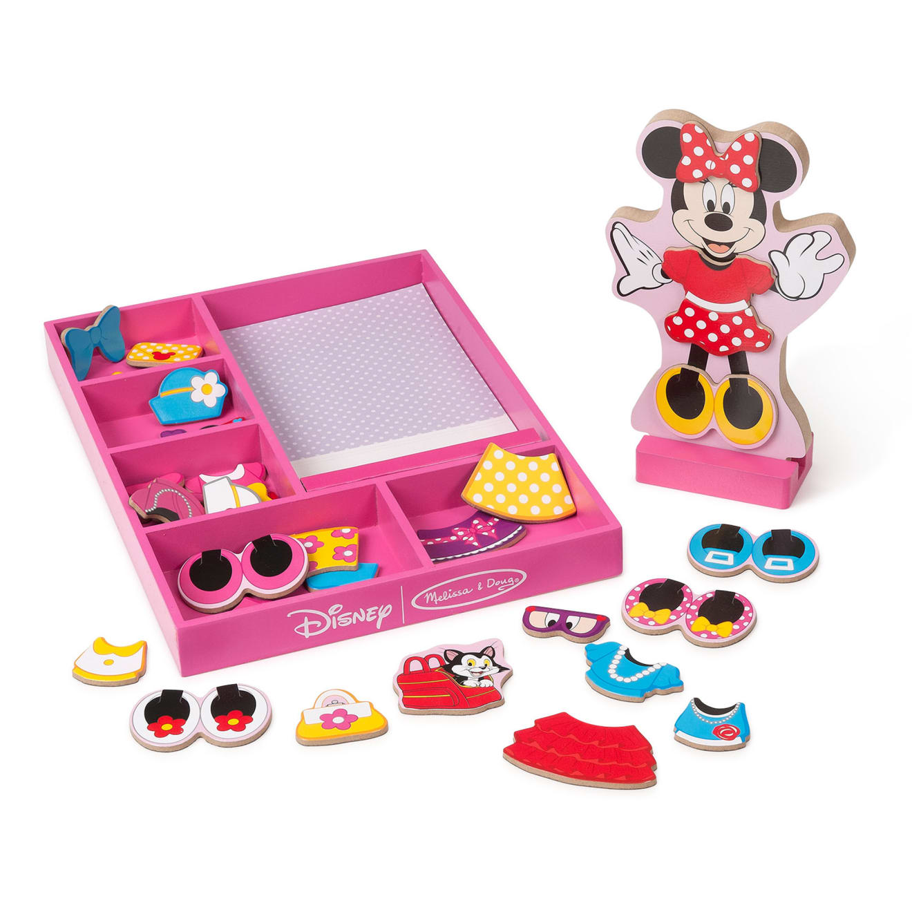 Disney Minnie Mouse Wooden Magnetic Dress Up Doll Toy for Kids - Pretend Play, Role Play & Creative Fun at Home or School
