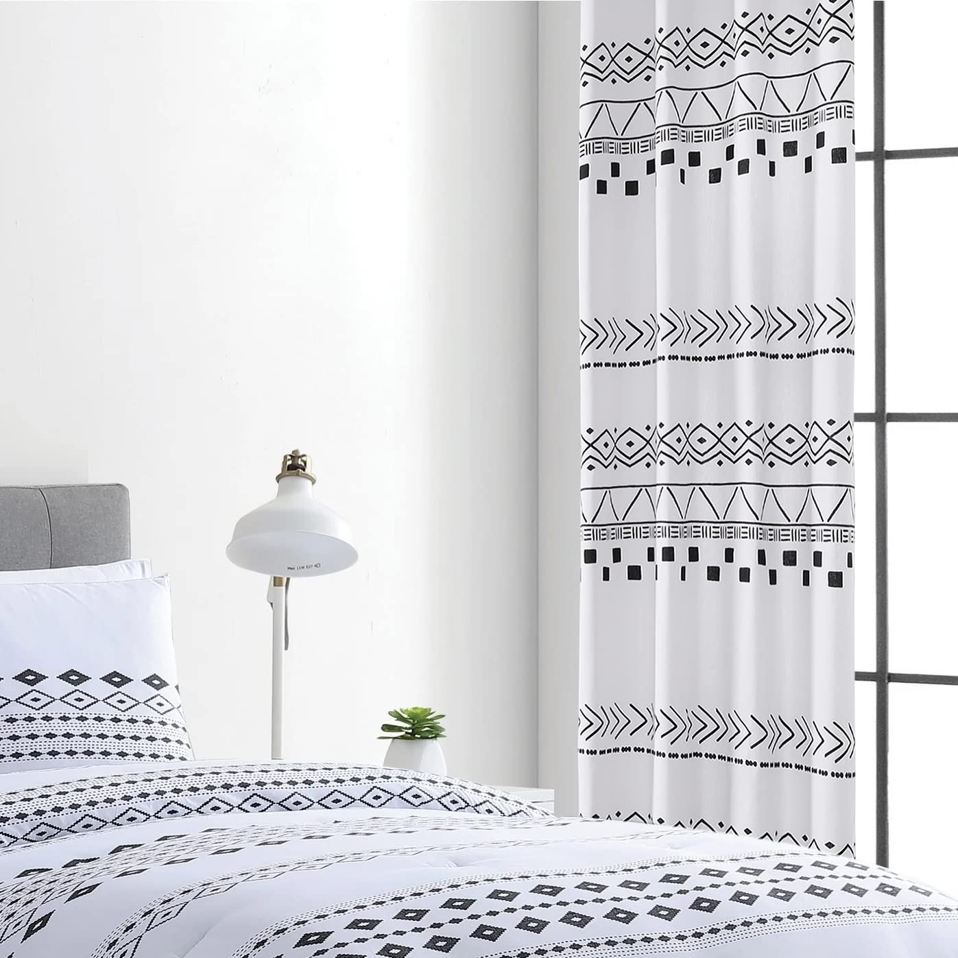 Cute Blackout Curtains for Girls Bedroom - 84 Inch Hygge Aesthetic Semi Blackout Window Drapes, Scandinavian Modern Black & White Decor for Living Room & Teen Room - Perfect for Cozy & Stylish Home Decor