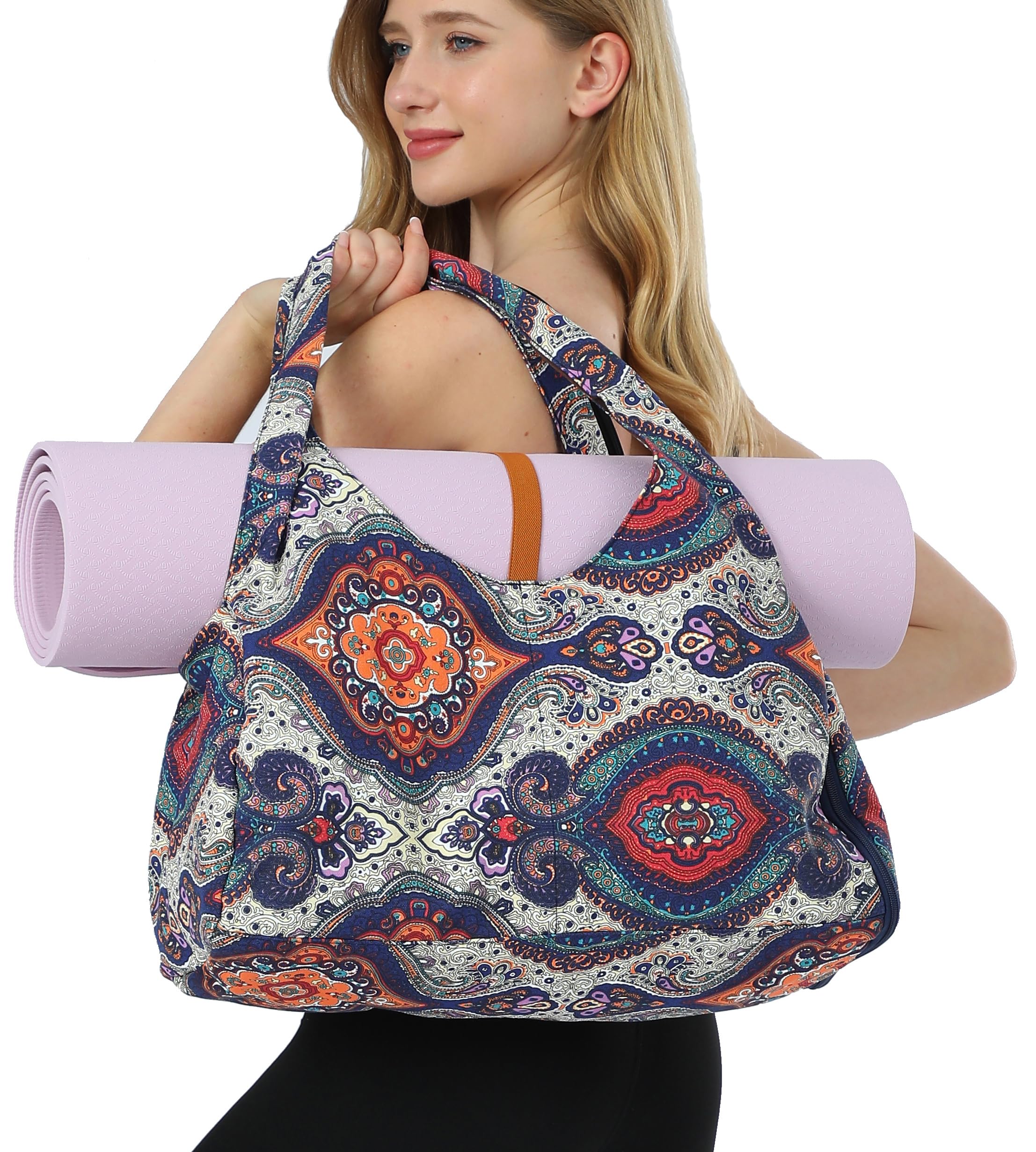 Premium Aozora Yoga Gym Bag for Women - Waterproof Workout Tote with Shoe Compartment & Multiple Pockets - Perfect for Yoga, Gym, Travel & Fitness Classes