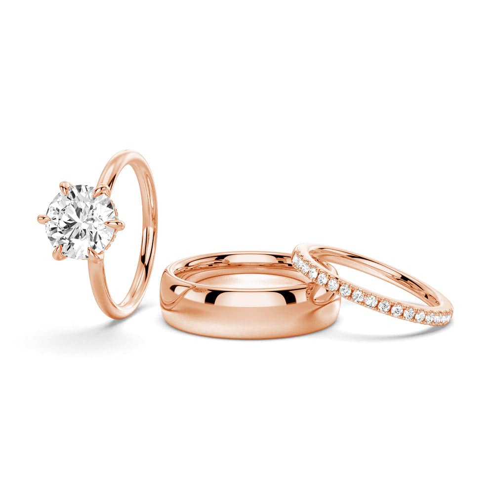 6-Prong Solitaire Moissanite Engagement & Wedding Ring Set for Couples with Matching Men's Band - Perfect for Proposals, Anniversaries & Romantic Occasions