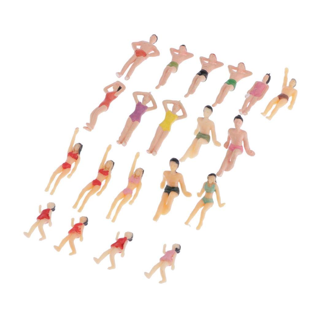 Yiju 40x 1/50 Scale Miniature Beach Figures Set - Realistic Sand Table Scenery for Diorama, Wargaming & Model Train Layouts - Perfect for Military Simulation, Historical Displays & Creative Diorama Projects