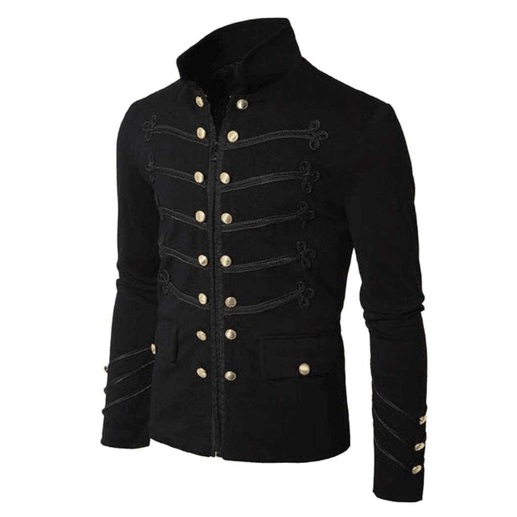 Gothic Embroidered Men's Dress Shirt - Gray Button-Up Blouse for Parties & Costume Outfits | Perfect for Halloween, Cosplay & Themed Events