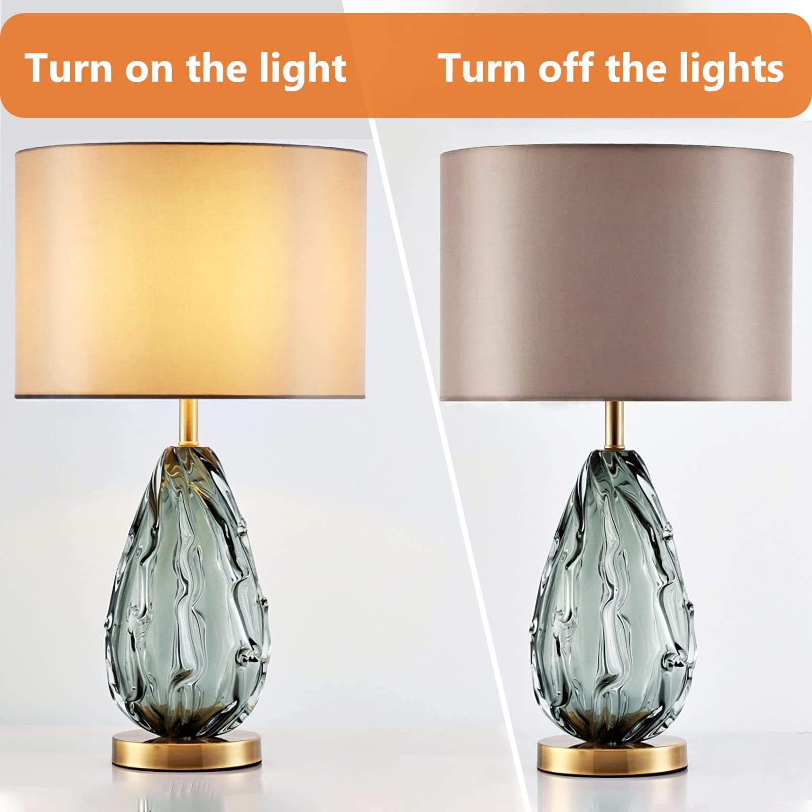 Vintage Green Bubble Glass Table Lamp with Brown Fabric Shade - Bedside Nightstand Lamp for Living Room, Bedroom, Home Office - Perfect for Reading, Relaxing & Ambient Lighting