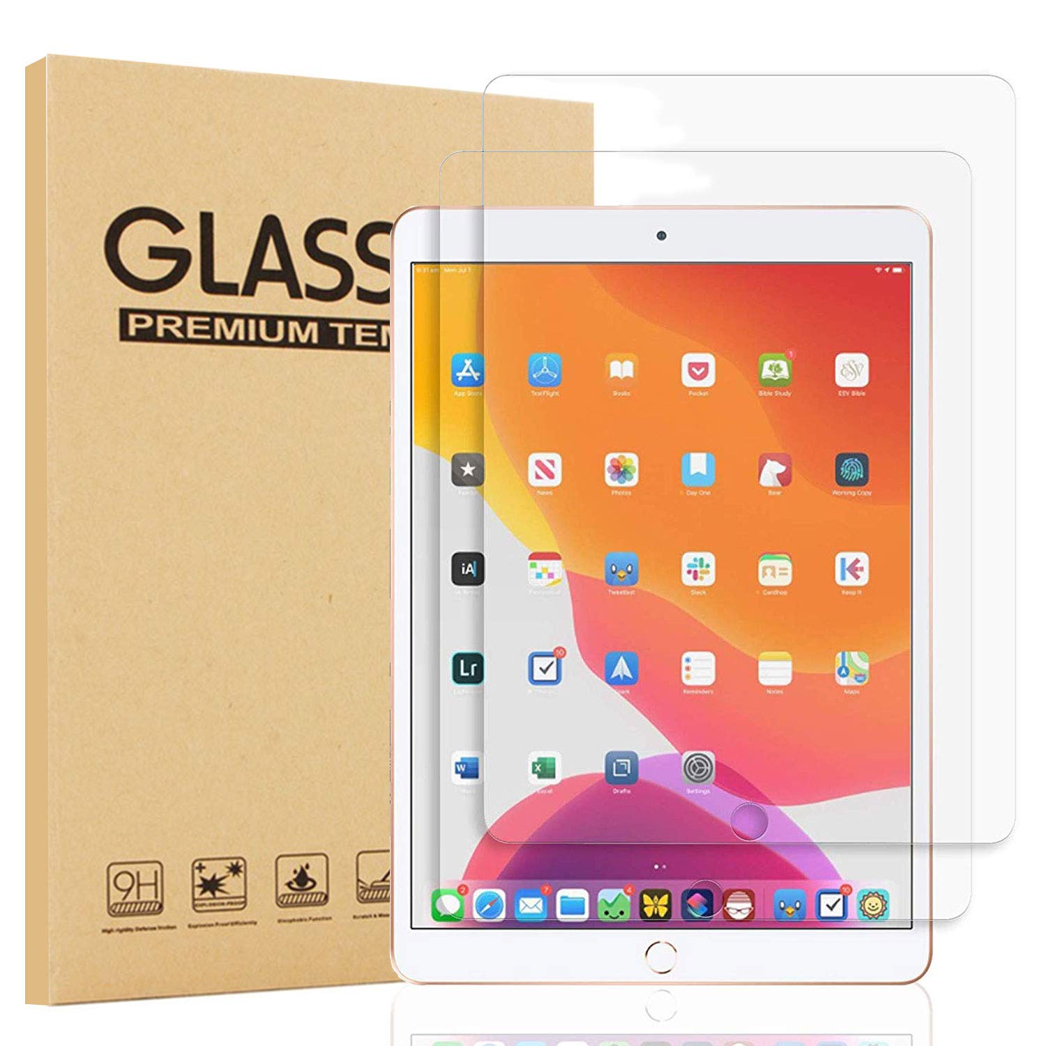 2-Pack Ultra HD Clear Tempered Glass Screen Protector for 10.2-inch iPad (9th/8th Gen 2021/2020) - Anti-Bubble, Anti-Scratch, 9H Hardness - Perfect for Work, Study & Entertainment Protection