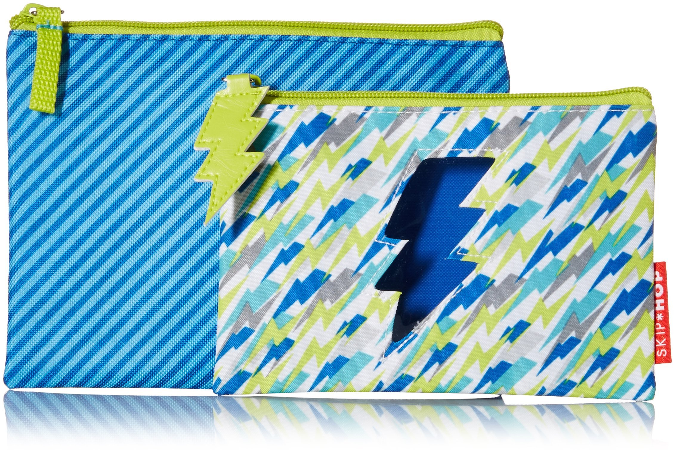 SkipHop Girls' Forget-Me-Not Kid Pencil Cases 2 Piece Set - Lightning Design, Durable School Supplies for Backpack Organization (Perfect for School, Travel & Art Storage)