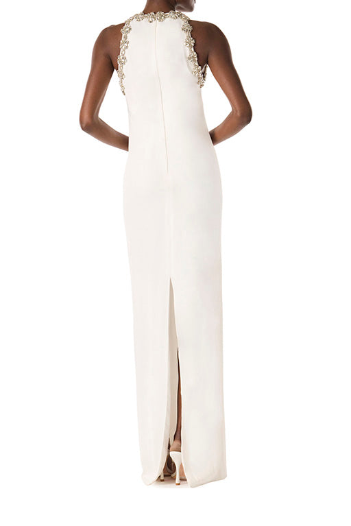 Elegant Sleeveless Jewel Neck Gown for Women - Formal Evening Dress for Prom, Wedding & Special Occasions