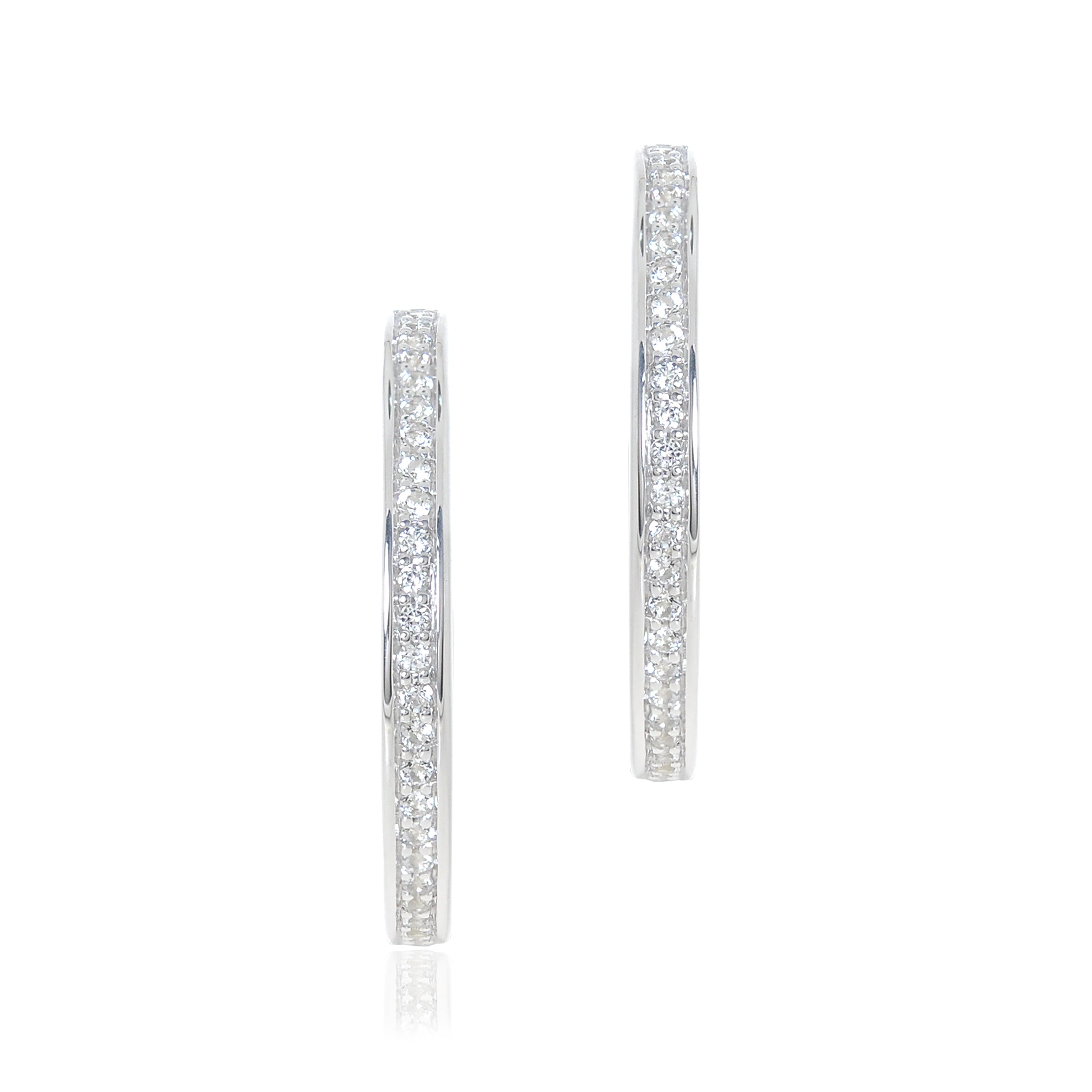 White Topaz Gigi Hoop Earrings - Elegant Sterling Silver Dangle Earrings for Women | Perfect for Parties, Weddings & Everyday Wear