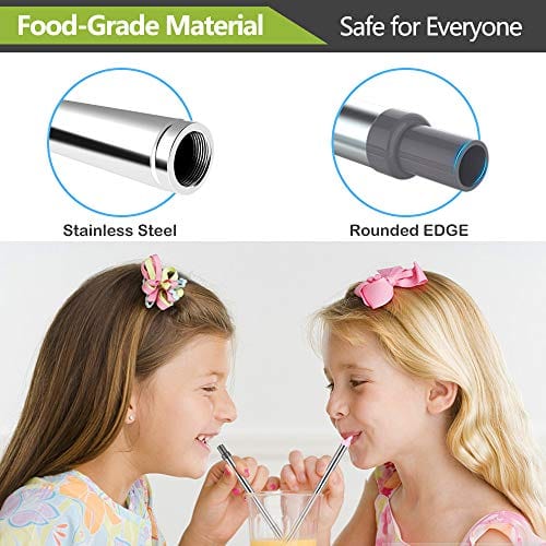 Anpro Portable Collapsible Stainless Steel Straw with Case - Reusable Telescopic Metal Straw with Keychain & Cleaning Brush for Travel, Home, Office - 2 Pack - Perfect for Smoothies, Iced Coffee & Water Bottles