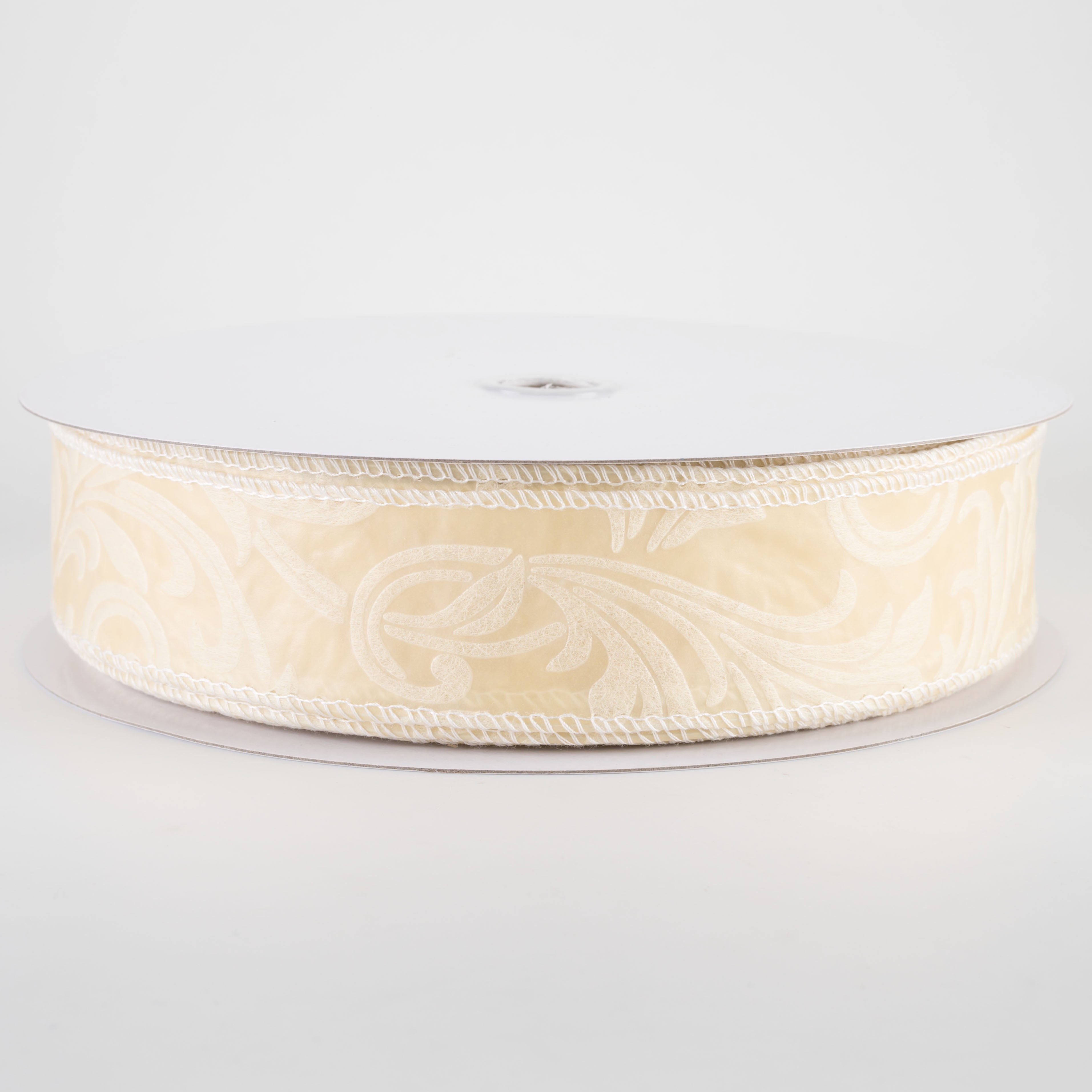1.5 Inch Embossed Leaf Filigree Breeze Ribbon - Ivory (50 Yards) for Wedding Decor, Gift Wrapping, and DIY Crafts