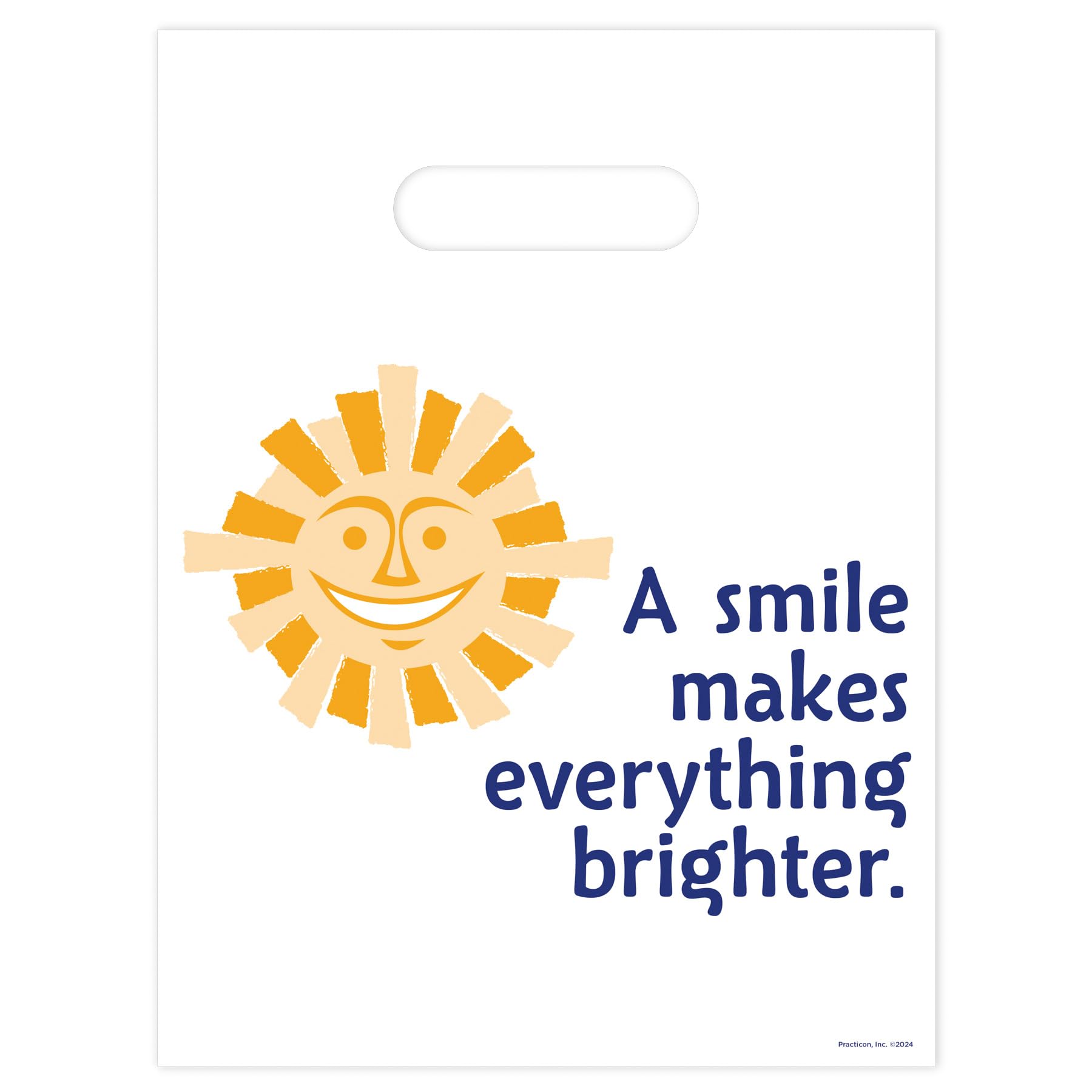 Sunshine Smile Dental Goodie Bags 9x12 Inches - Pack of 100 Disposable Dental Giveaways for Kids, Dentist Office Promotions & School Events