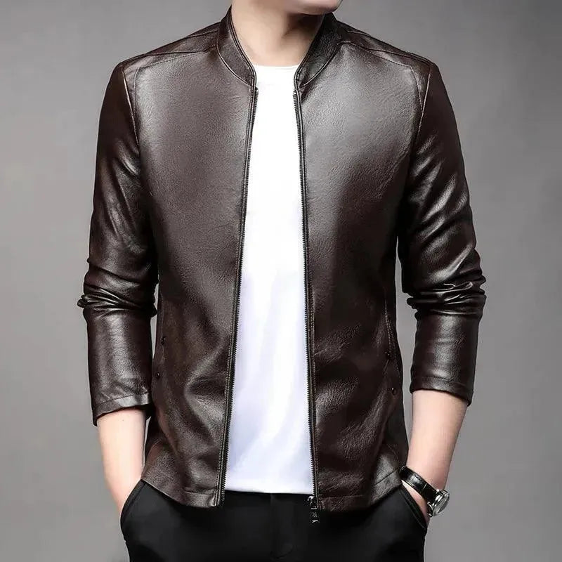 Modern Slim Fit Men's Leather Jacket - Genuine Cowhide Biker Jacket for Men - Stylish & Comfortable Outerwear for Casual Wear, Motorcycle Riding & Night Out
