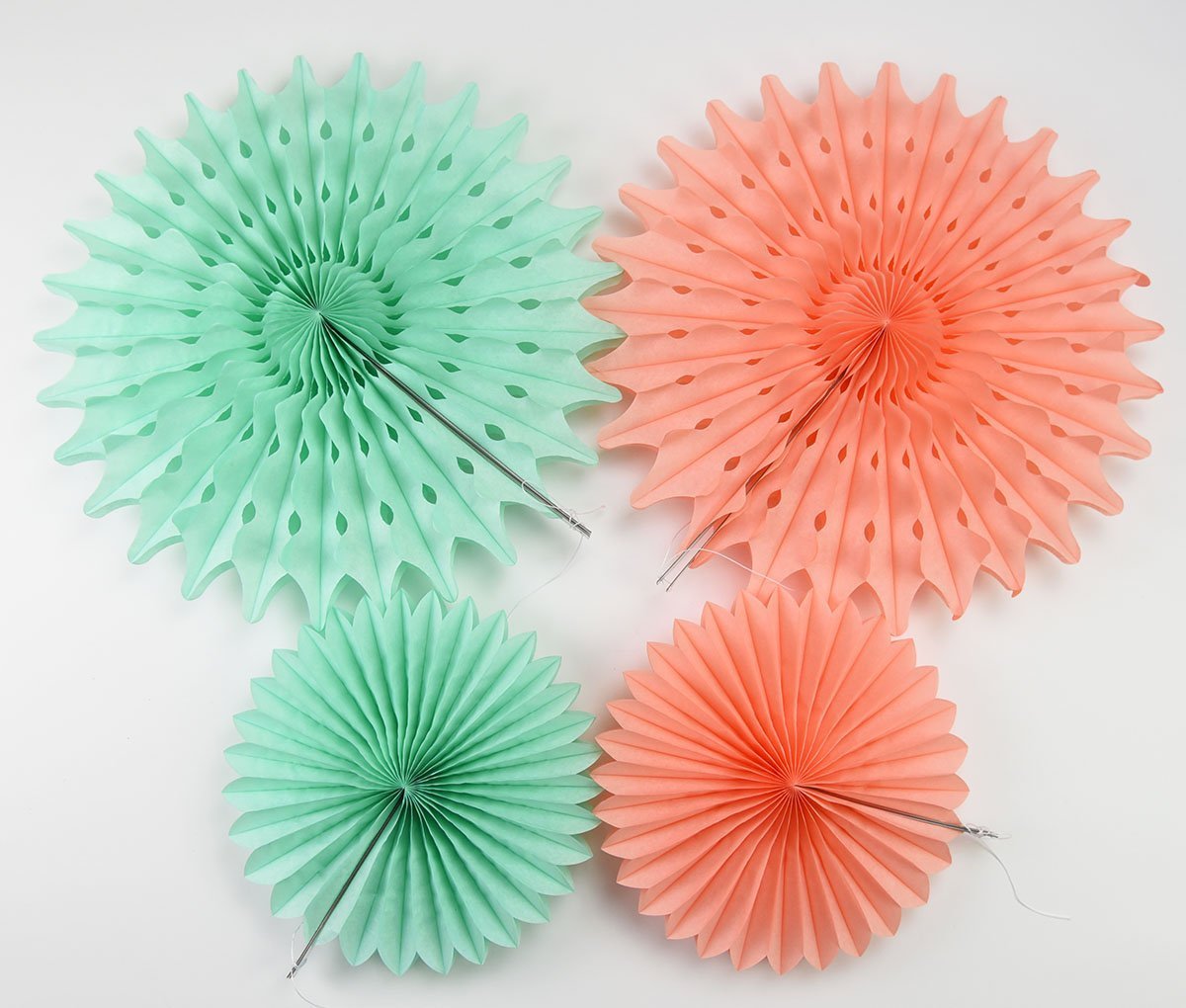 Mint Peach Baby Shower Decorations - Mint Cream Peach Tissue Paper Fans for Gender Reveal, Bridal Shower & Birthday Party Decorations | Perfect for Nursery, Wedding & Bachelorette Party Themes