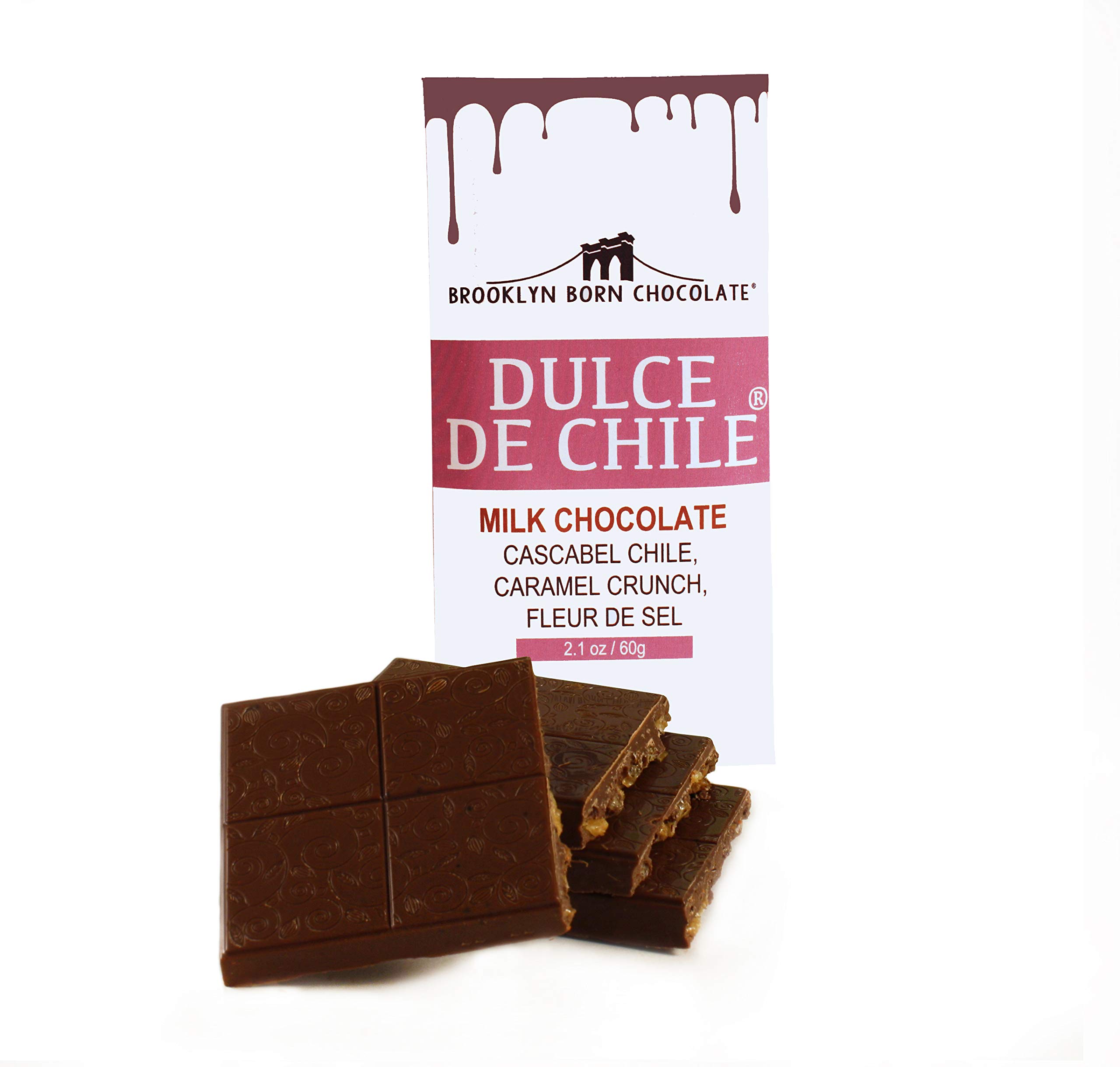 Brooklyn Born Dulce de Chilé® Milk Chocolate Bars with Cascabel Chile, Caramel Crunch & Fleur de Sel - Gourmet Chocolate Gift Box (Pack of 6) | Perfect for Holiday Gifts, Birthday Presents & Chocolate Lovers