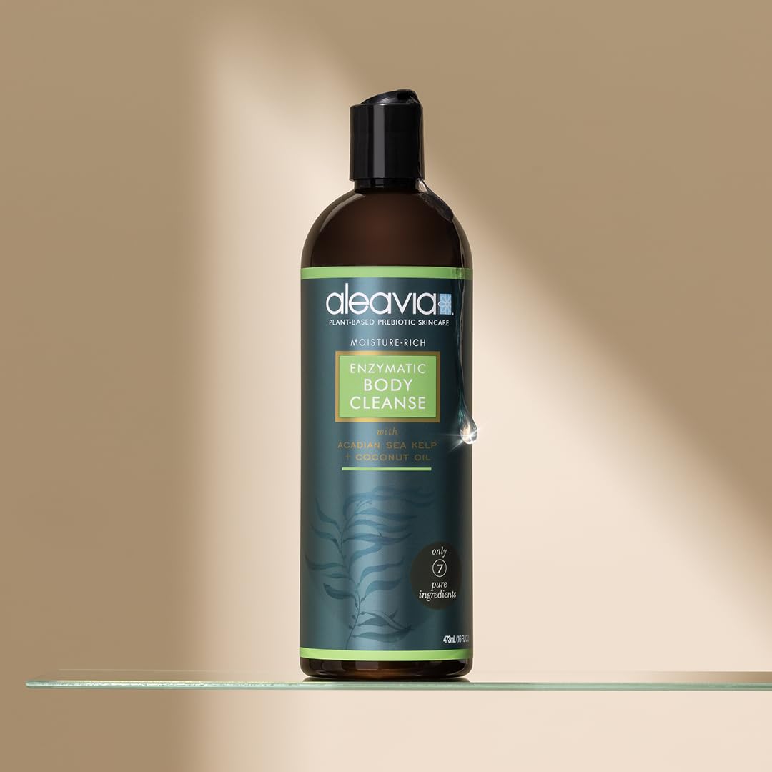 Aleavia Organic Prebiotic Body Wash - All-Natural, Fragrance-Free & Sulfate-Free Enzymatic Cleanser for Sensitive Skin - 16 oz Bottle - Ideal for Daily Shower, Post-Workout & Eczema-Prone Skin Care
