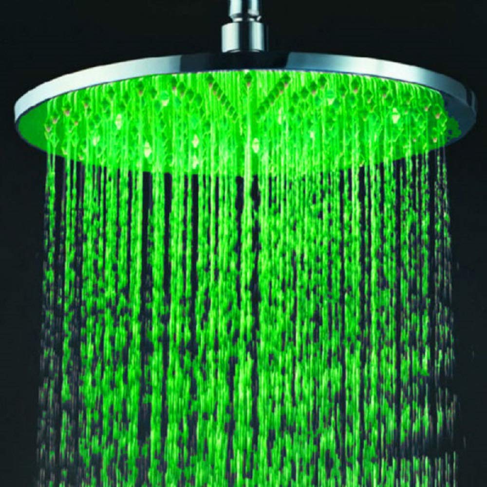 12 Inch Round Rainfall LED Shower Head - Cascada Stainless Steel Chrome Finish Showerhead (No Shower Arm Included) | Modern Bathroom Upgrade for Spa-Like Experience