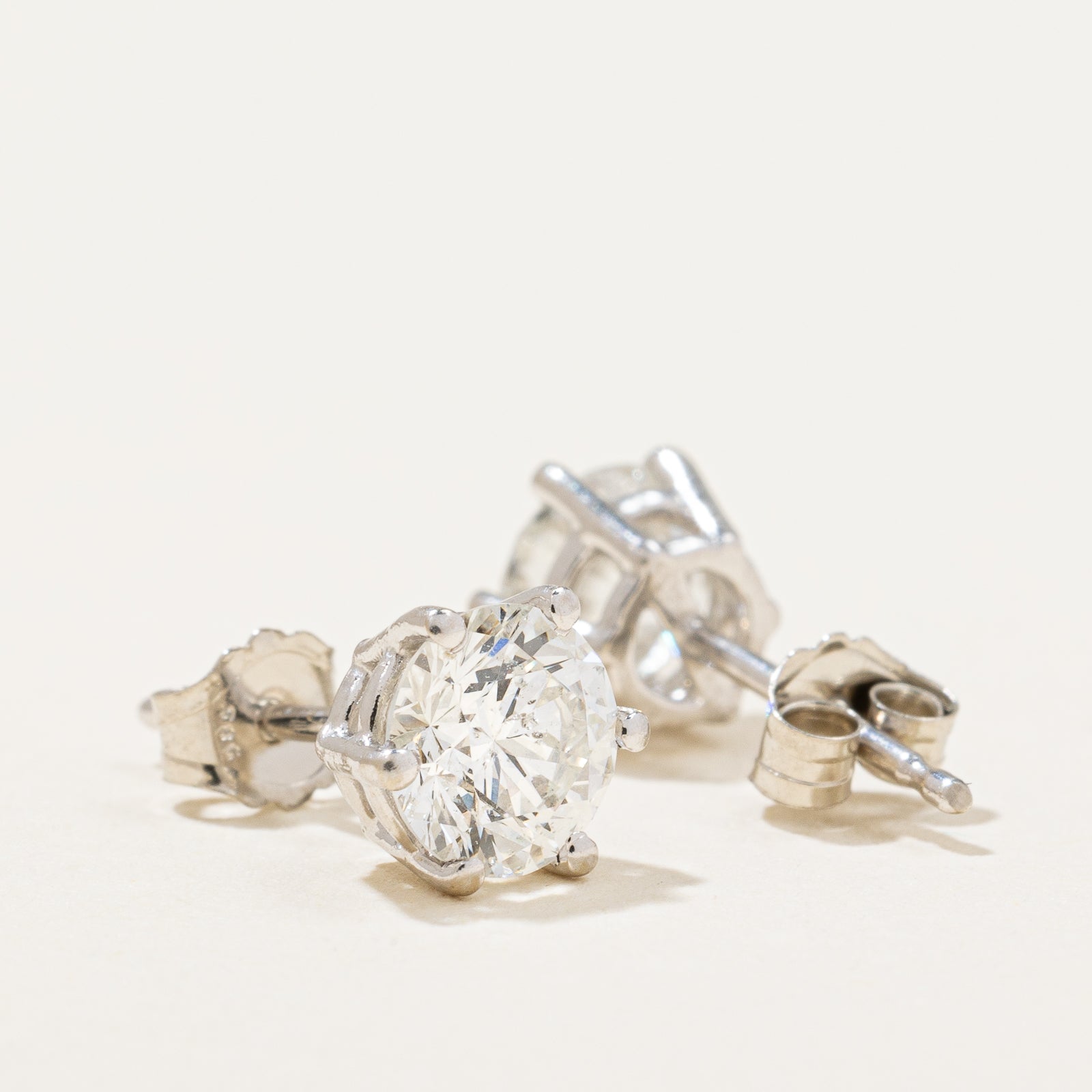 1.25ctw Diamond Stud Earrings for Women - 14K White Gold Princess Cut Earrings | Perfect for Weddings, Anniversaries & Special Occasions
