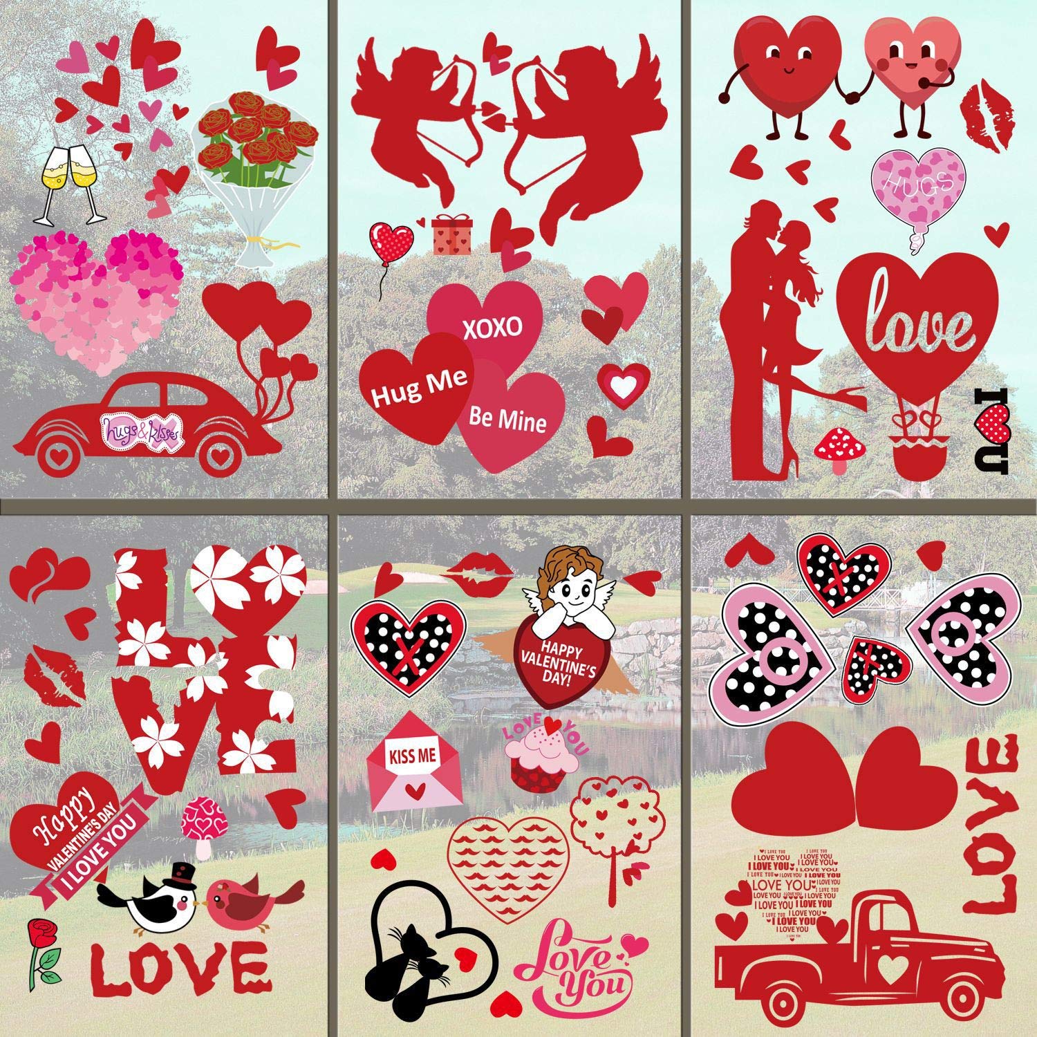 Static Cling Stickers for Glass, Fridge & Windows - Valentine's Day Wall Decals & Removable Decor - Perfect for Home, Office & Classroom Decorations