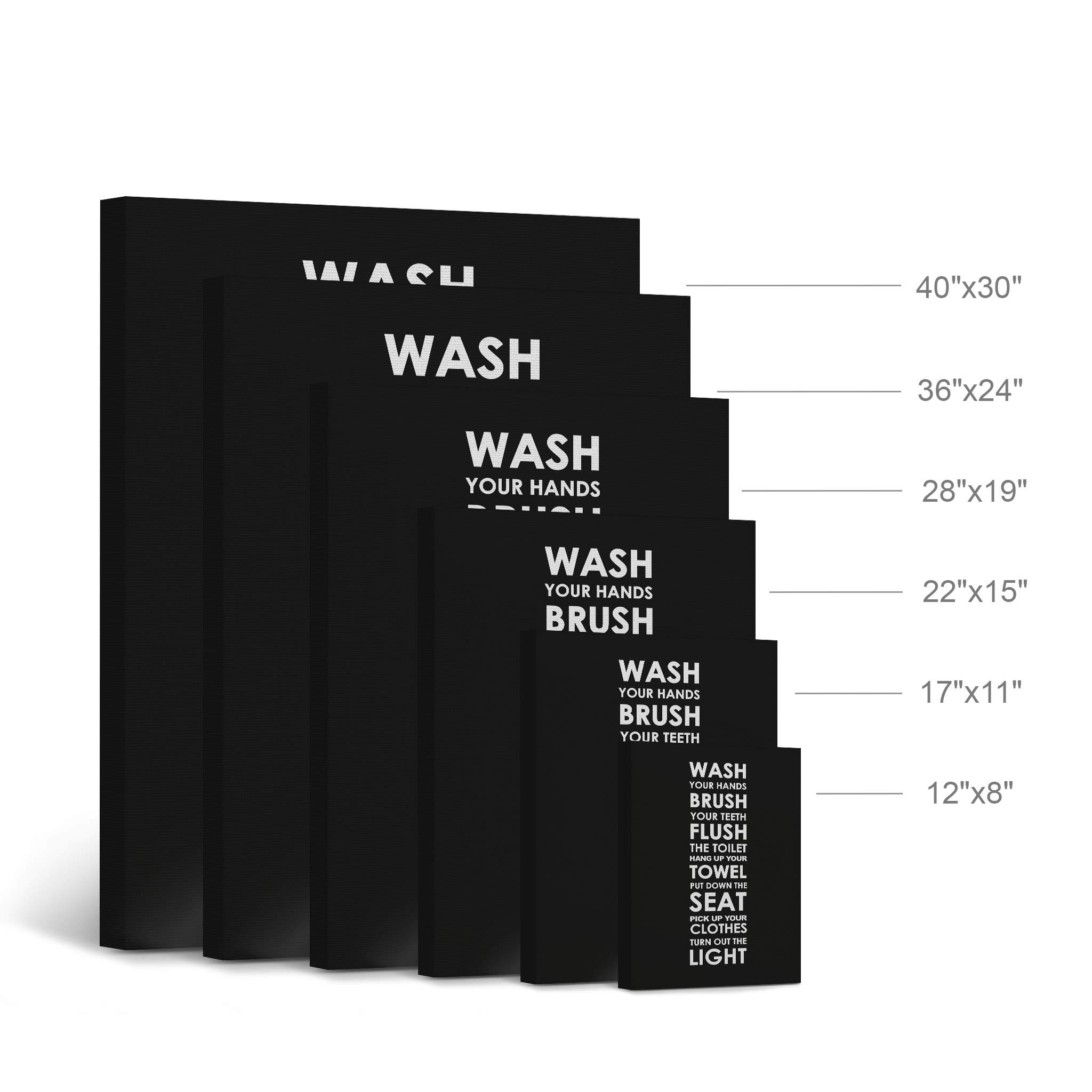 Smile Art Design Bathroom Rules Quote Canvas Print - Funny Kids Bathroom Sign, Black & White Typography Wall Decor (40x30 Inch) | Ready to Hang, Made in USA | Perfect for Family Bathrooms, Kids' Rooms & Home Decoration
