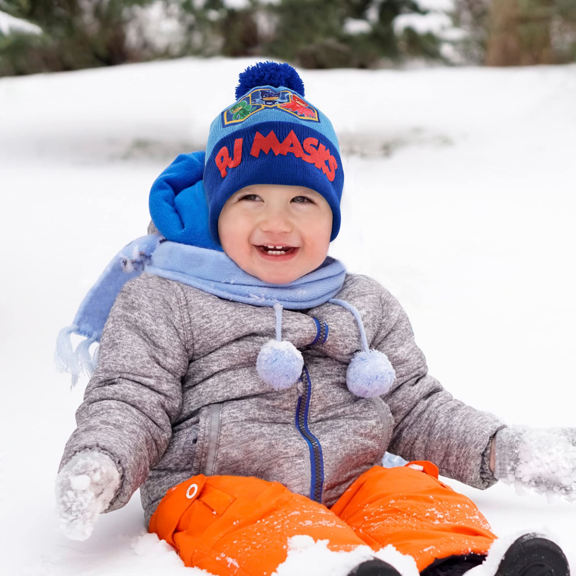 PJ Masks Boys' Winter Hat and Mittens Set - Soft Toddler Beanie & Gloves for Kids - Perfect for Snow Play, Outdoor Adventures & Cold Weather Protection