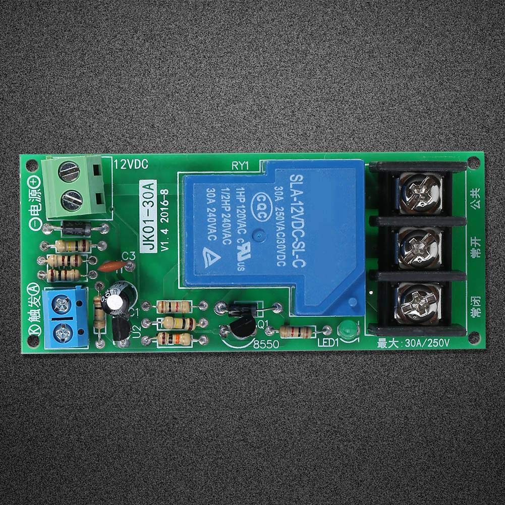 12V DC Adjustable Delay Timer Switch Module (0-60min) - 250VAC/30VDC 30A Optocoupler Relay for Home Automation, Industrial Control & DIY Projects