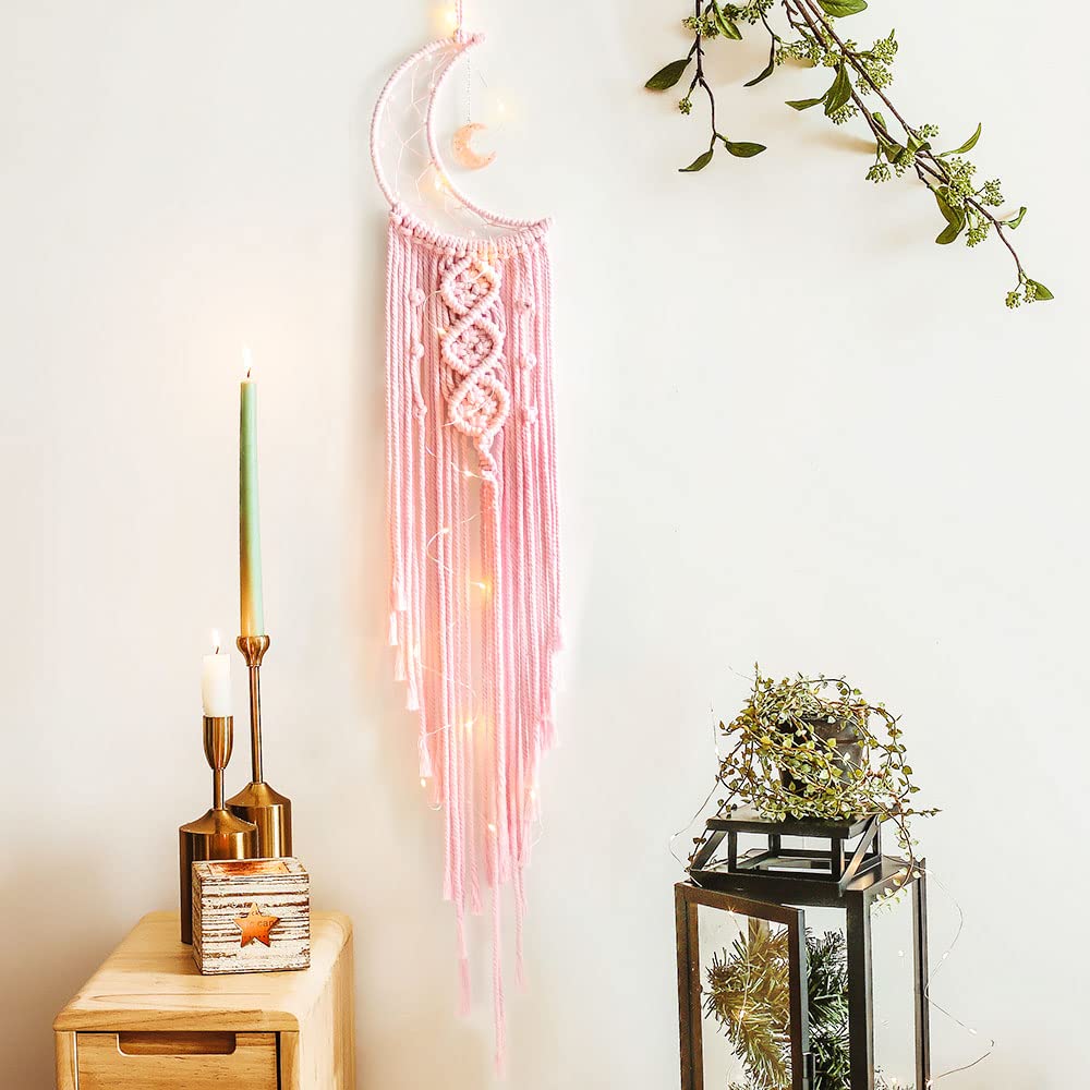 JOBOSI Moon Handmade Dream Catcher - Boho Hippie Wall Hanging for Bedroom Decor, Unique Gifts for Women, Girls, Teens & Mothers - Perfect for Nursery, Dorm Room & Boho Home Decor