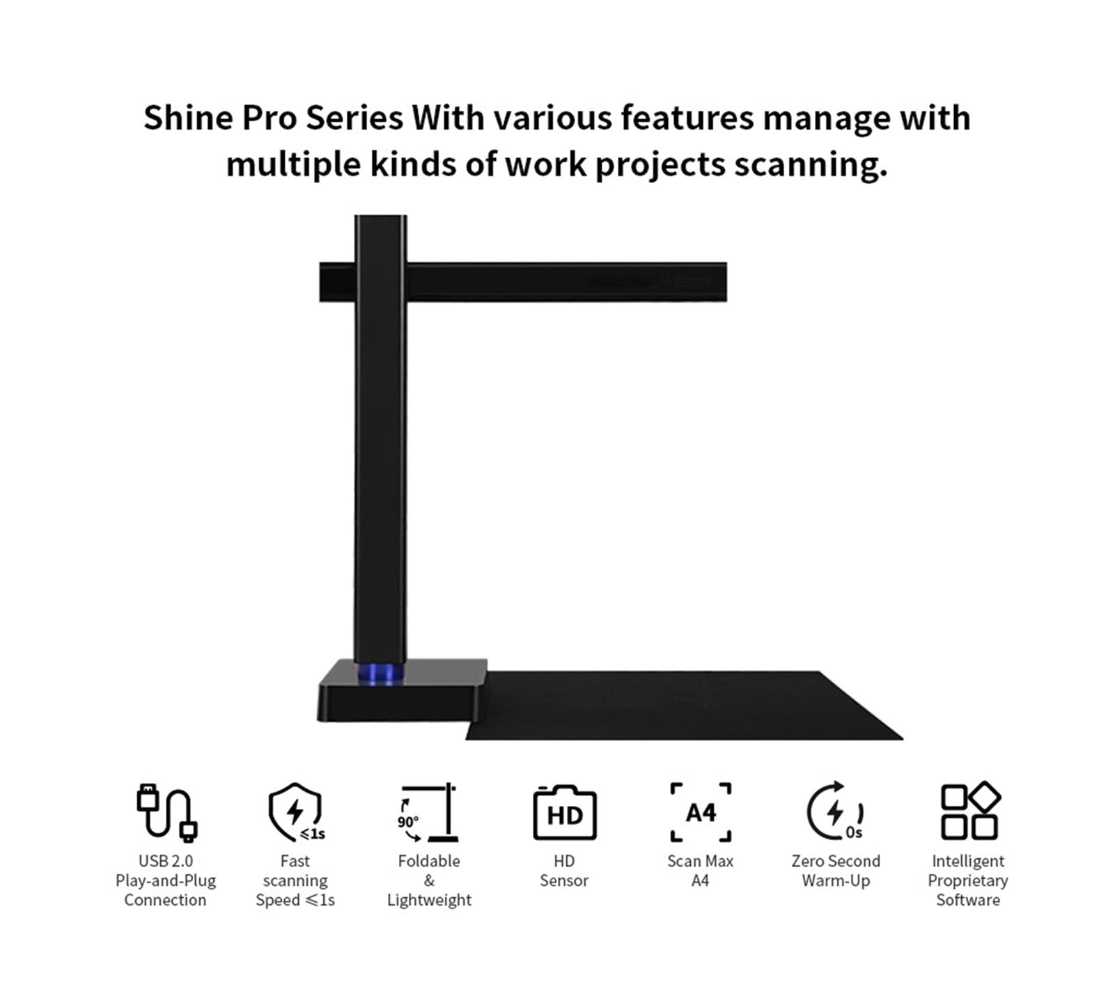 Shine 500 Pro Book Scanner & Document Camera - A4 Size for Teaching, Learning & Invoice Scanning with OCR | Portable Scanner for Books, Receipts & Office Documents | Perfect for Classrooms, Libraries & Home Offices