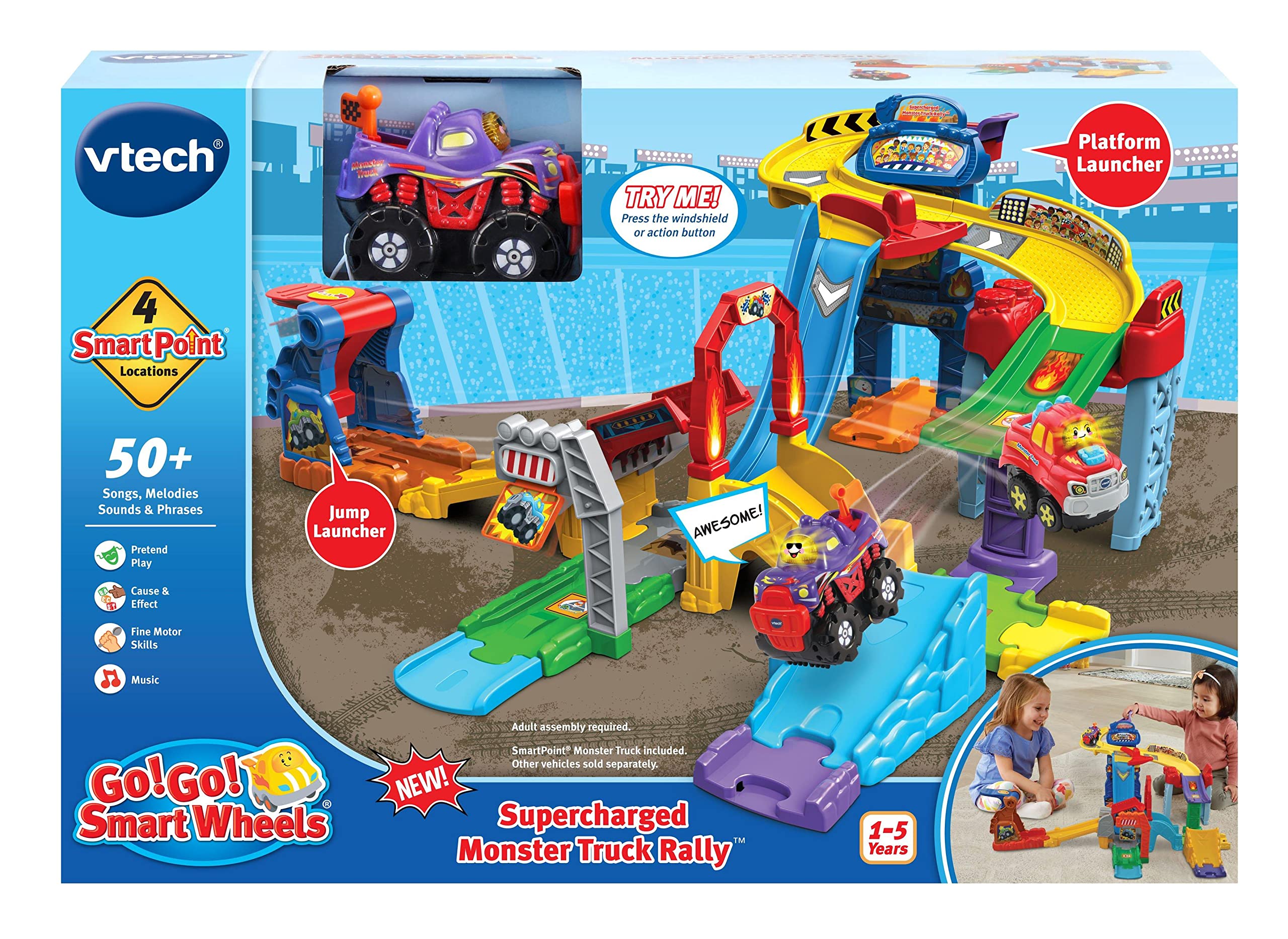 VTech Go! Go! Smart Wheels Supercharged Monster Truck Rally - Interactive Toy Car for Kids Ages 1-5 | STEM Learning Vehicle with Lights & Sounds | Perfect for Birthday Gifts & Indoor Playtime