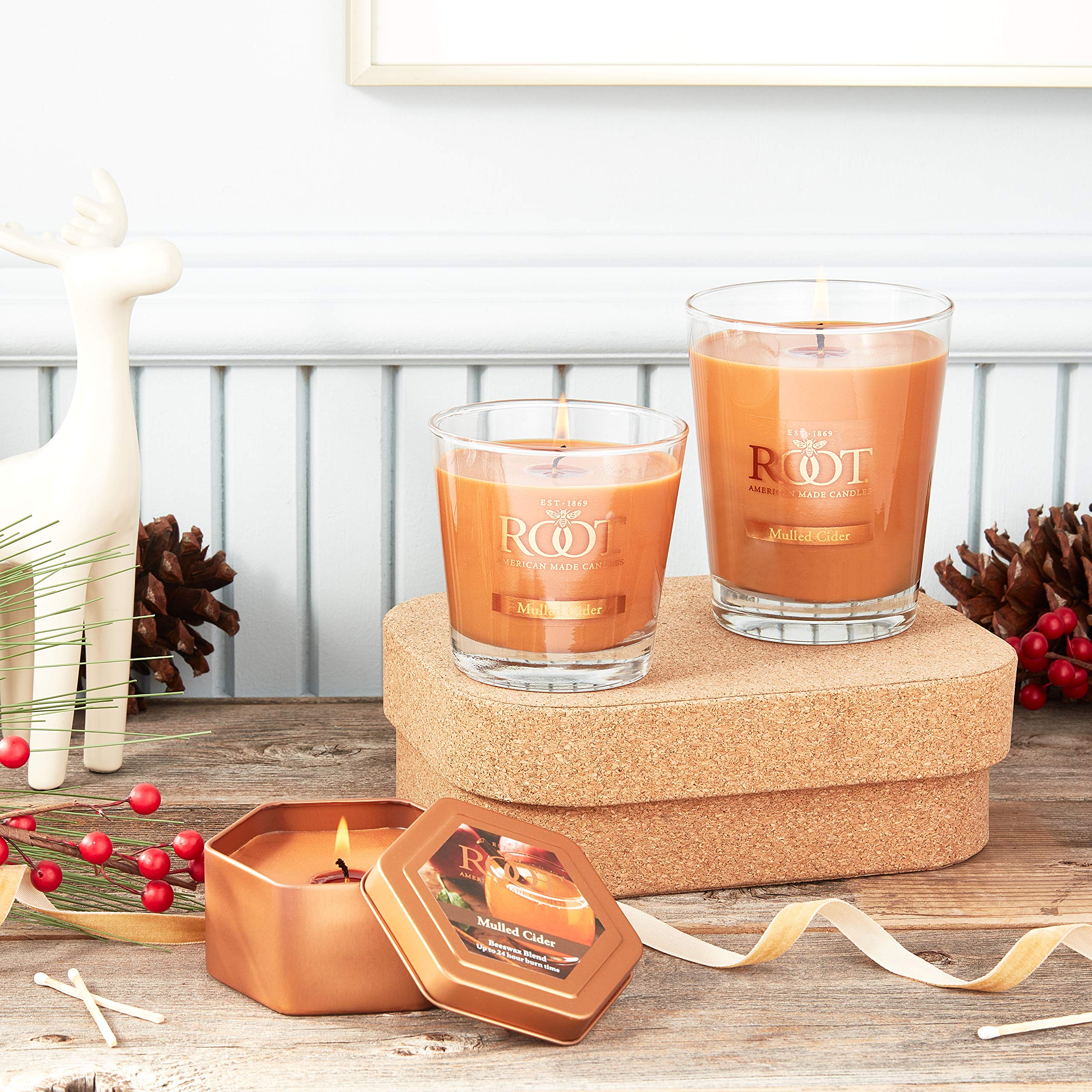 Premium Handcrafted Beeswax Blend Fall Scented Candle - Honeycomb Veriglass Design, Mulled Cider Fragrance, Small Size | Perfect for Autumn Home Decor, Cozy Evenings & Holiday Gift Giving