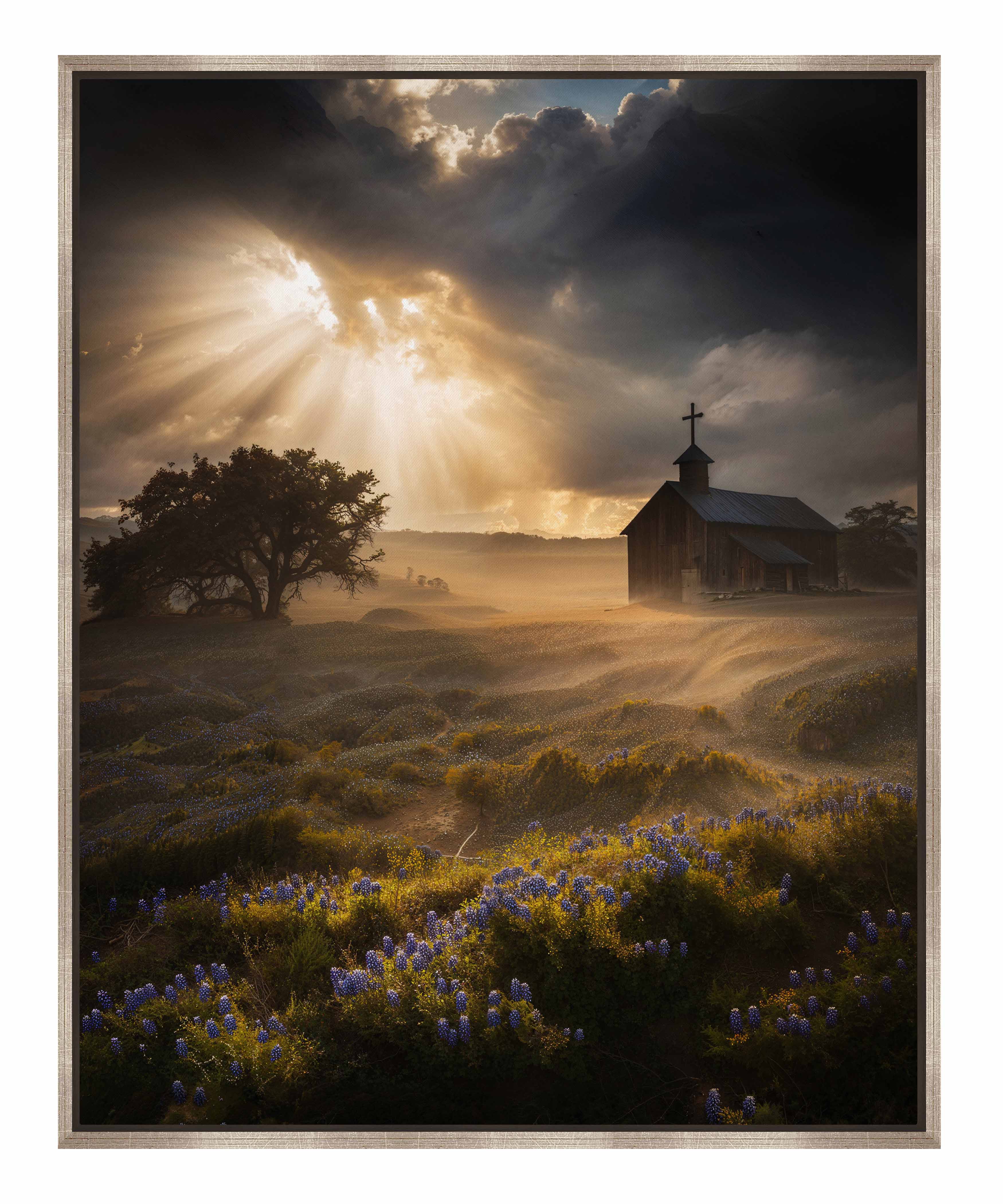 Celestial Rays Over Lone Star Land II - Stunning Galaxy Space Art Print on Gallery Wrapped Canvas - Perfect for Living Room, Bedroom & Office Wall Decor