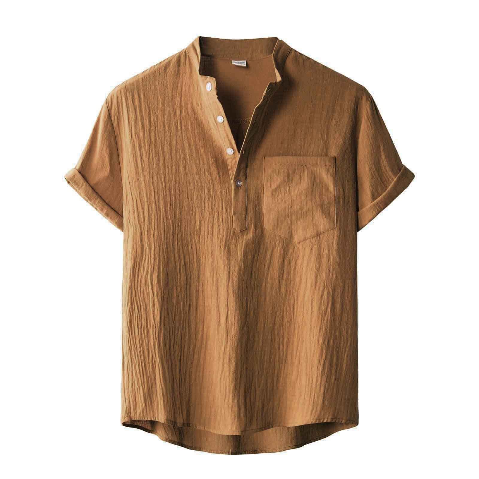 Men's Vintage Linen Short Sleeve T-Shirt - Breathable Retro Workout Top - Perfect for Gym, Casual Wear & Summer Outfits