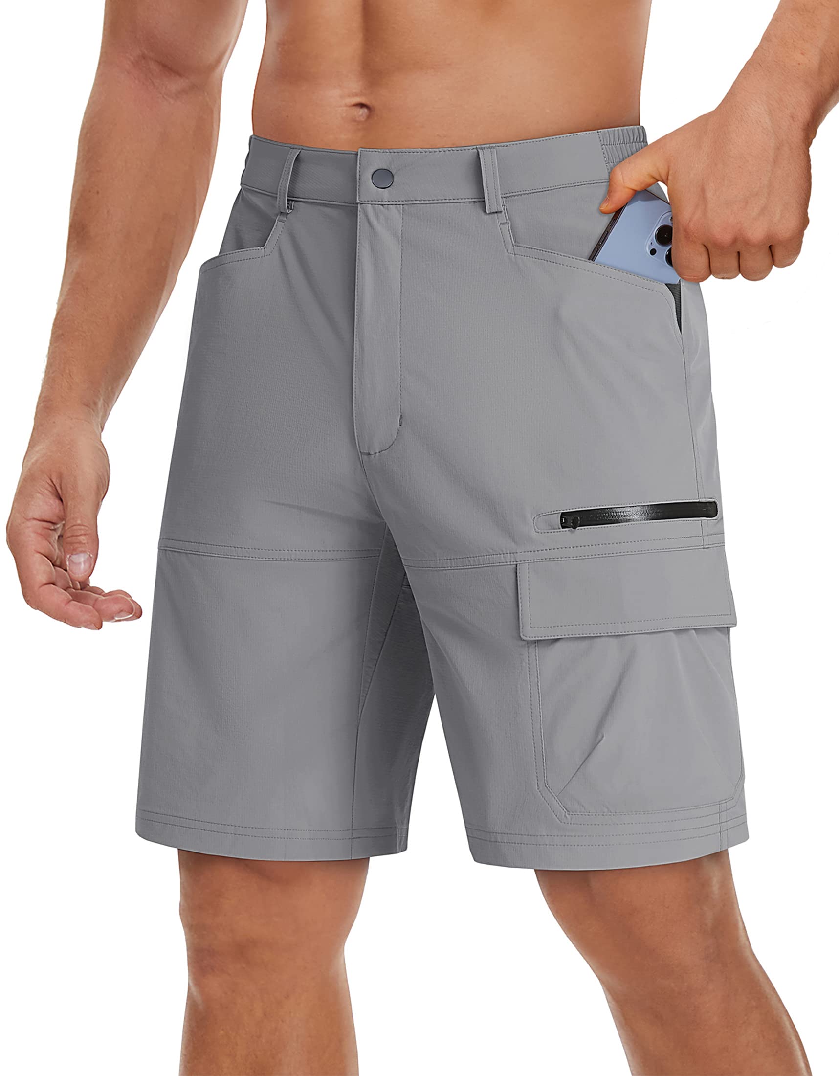 TACVASEN Men's Quick Dry Cargo Shorts - Lightweight Summer Outdoor Hiking & Casual Work Shorts with Multiple Pockets (No Belt Included) - Perfect for Camping, Travel & Everyday Wear