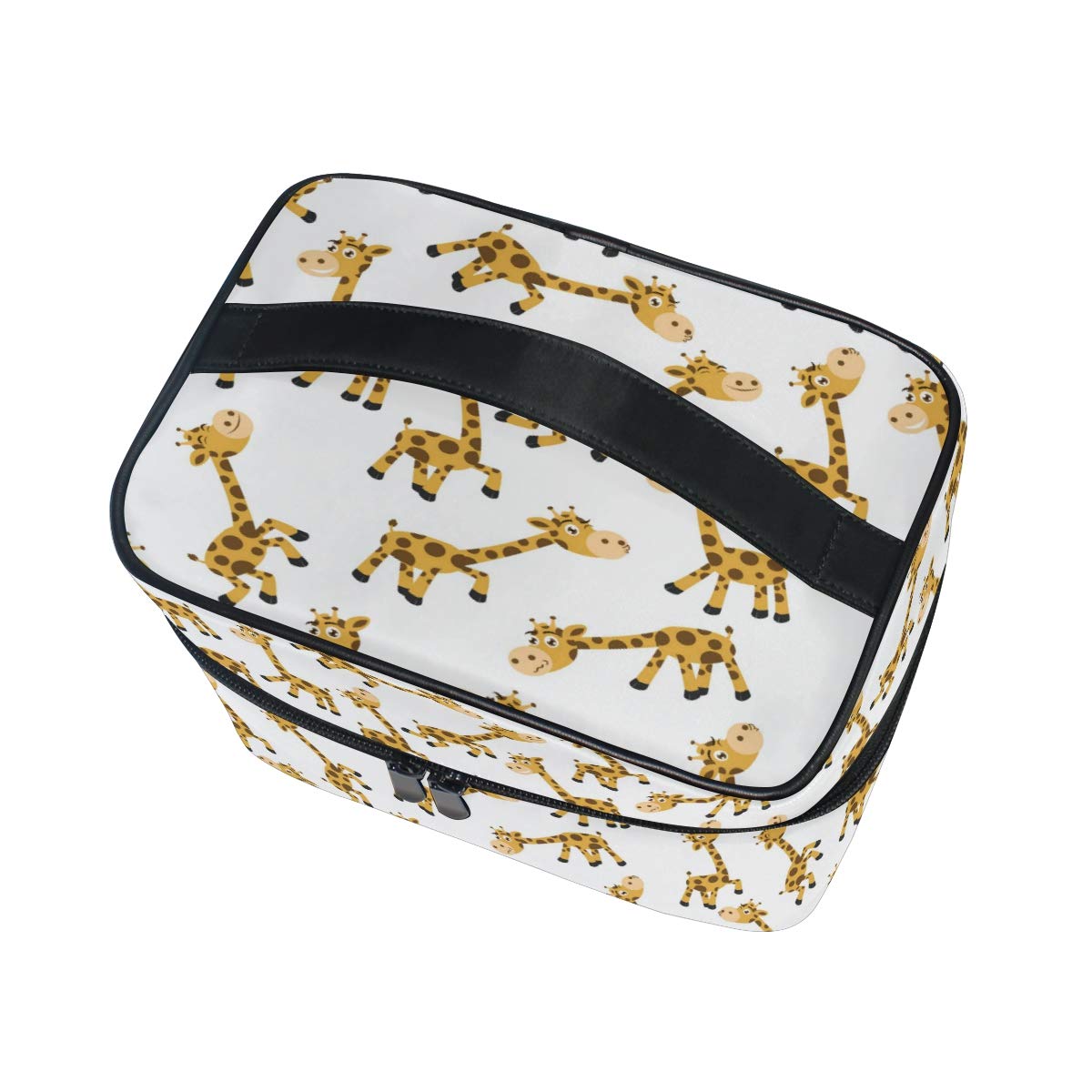 Large Capacity Makeup Organizer Bag - Cute Giraffe Pattern Cosmetic Case for Women & Girls | Travel Toiletry Storage, Wash Bag for Home & Vacation Use