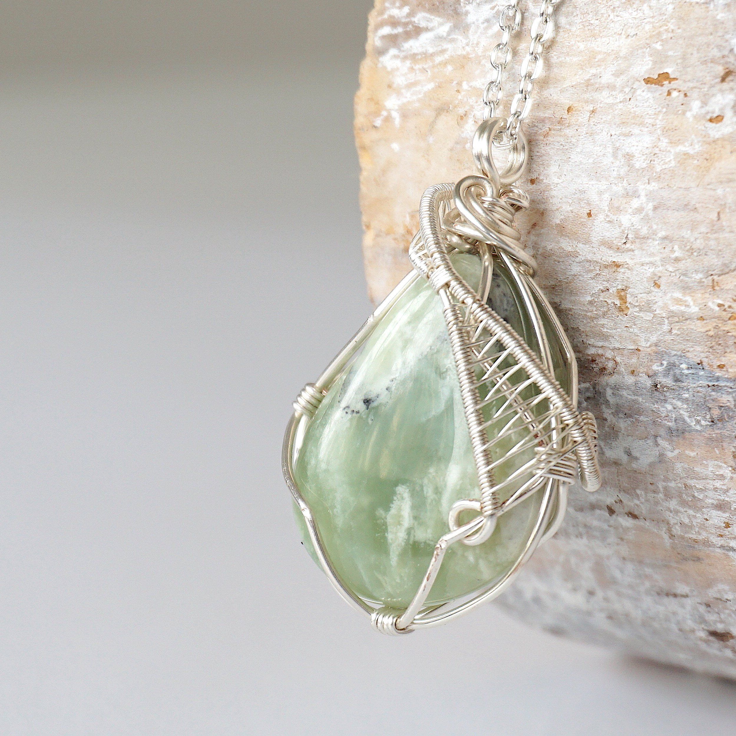Light Green Jade Pendant Necklace - Sterling Silver Plated Jewelry for Women | Elegant Gift for Birthday, Anniversary & Special Occasions