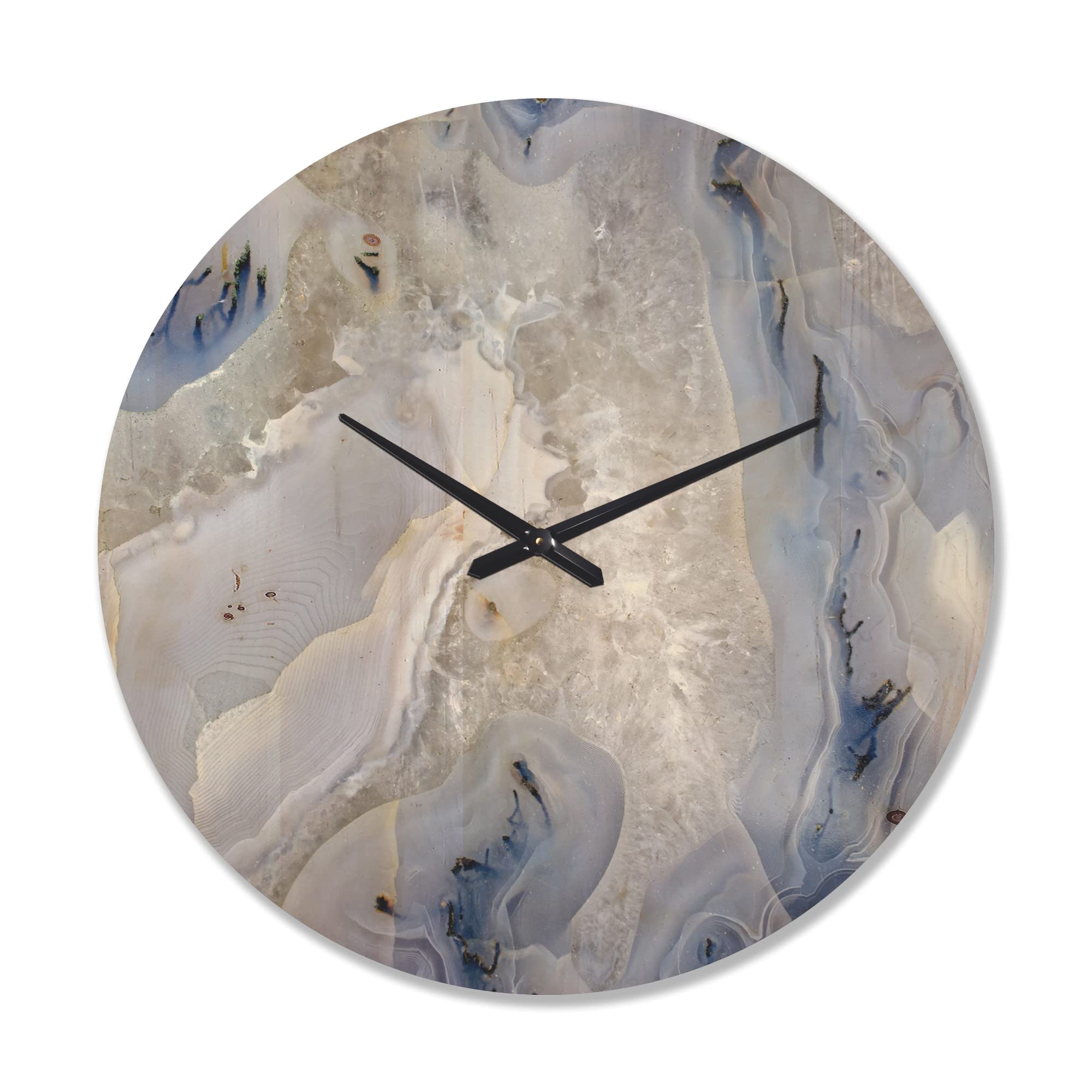 DesignQ 'Close Up Agate Stone' Modern Wood Wall Clock - 29x29 Inch Large White Decorative Oversized Clock for Living Room, Bedroom & Office Décor - CLW14370