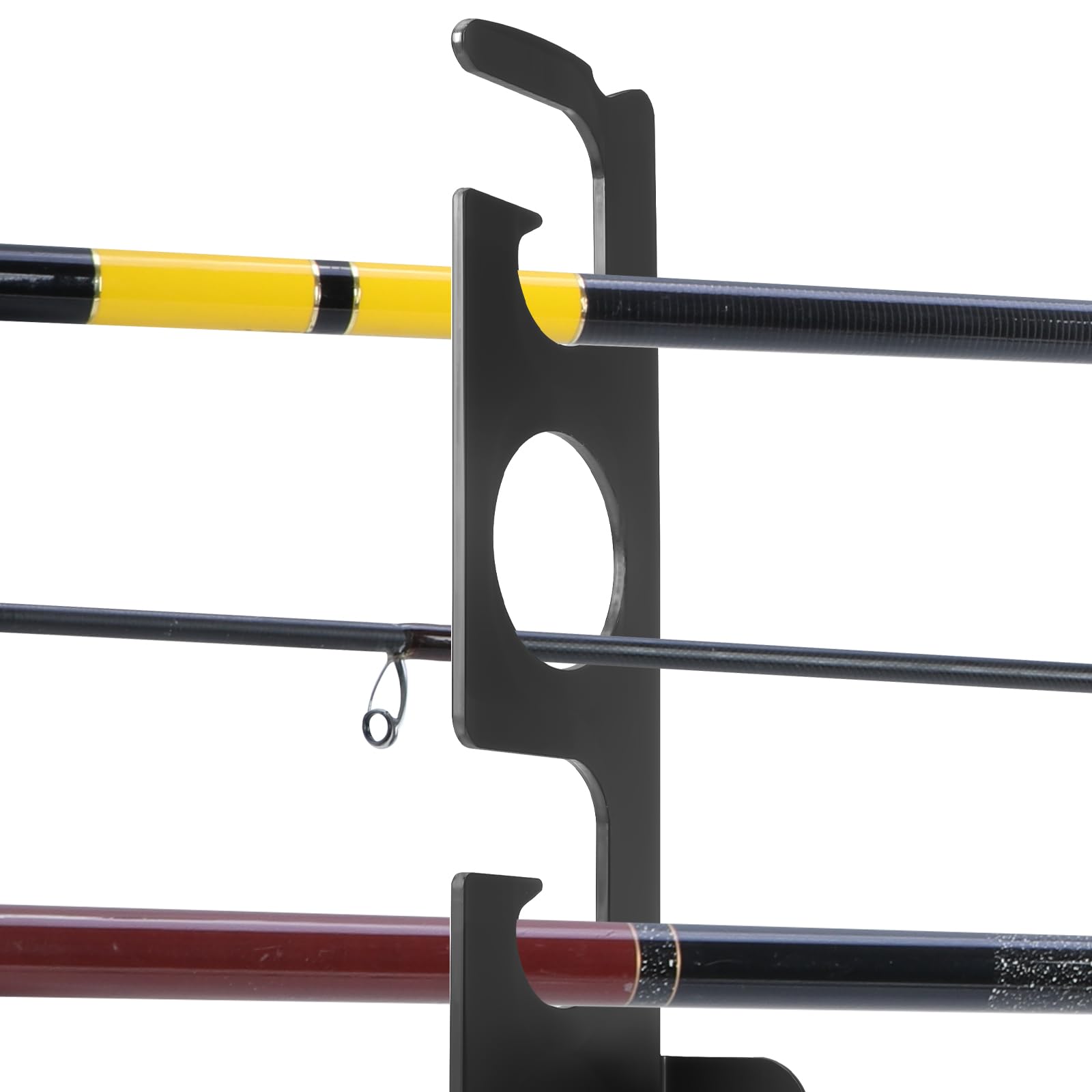 4-Set Wall Mount Fishing Rod Holder Rack - Holds 16 Rods, Horizontal Garage Storage for Fishing Gear, Ice Fishing Equipment - Perfect Gift for Anglers & Men (Black) | Ideal for Garage Organization, Boat Storage & Fishing Enthusiasts