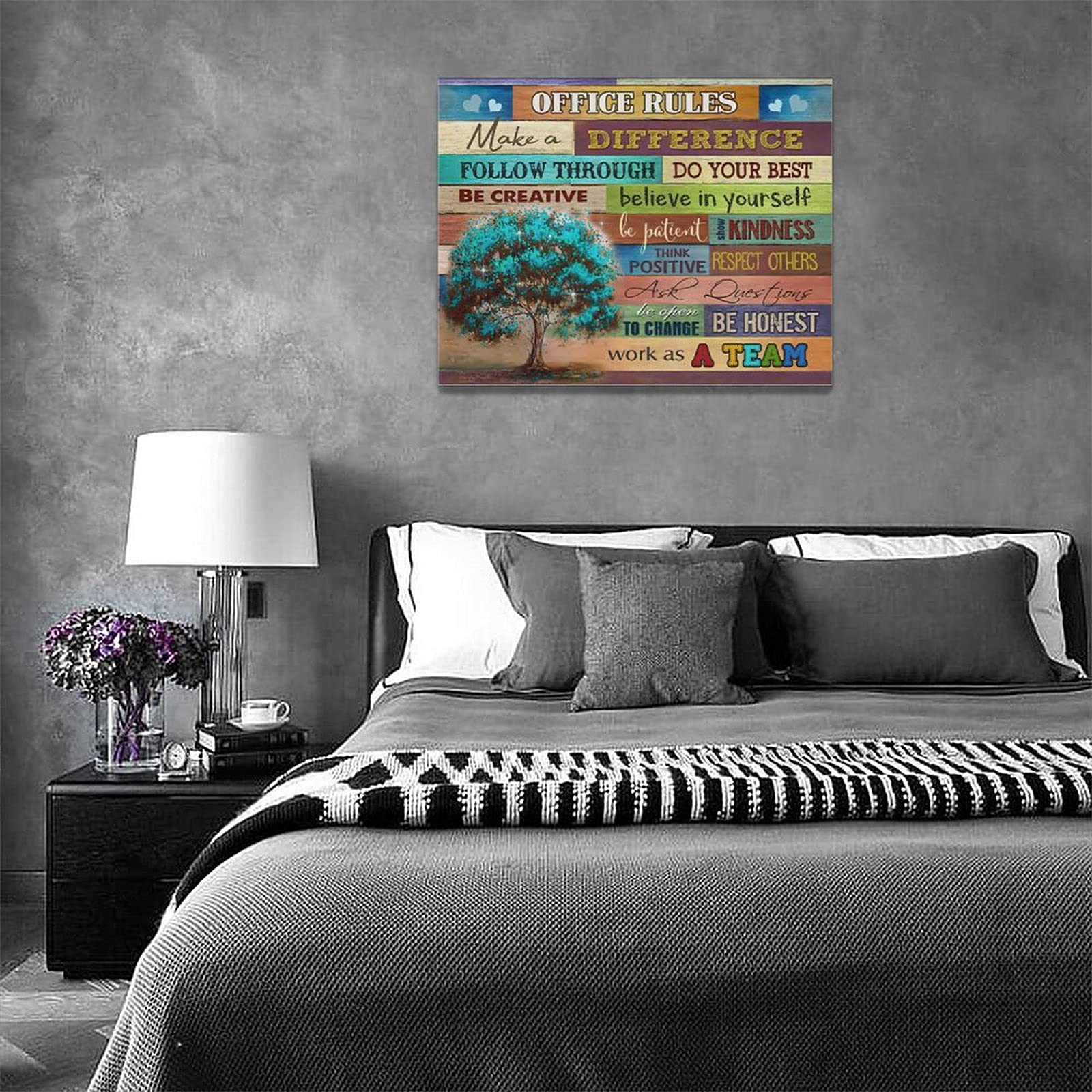 CITARI Teamwork Motivational Framed Canvas Wall Art - Inspirational Office Decor with Work As A Team Quote - Perfect for Modern Workspaces & Home Offices