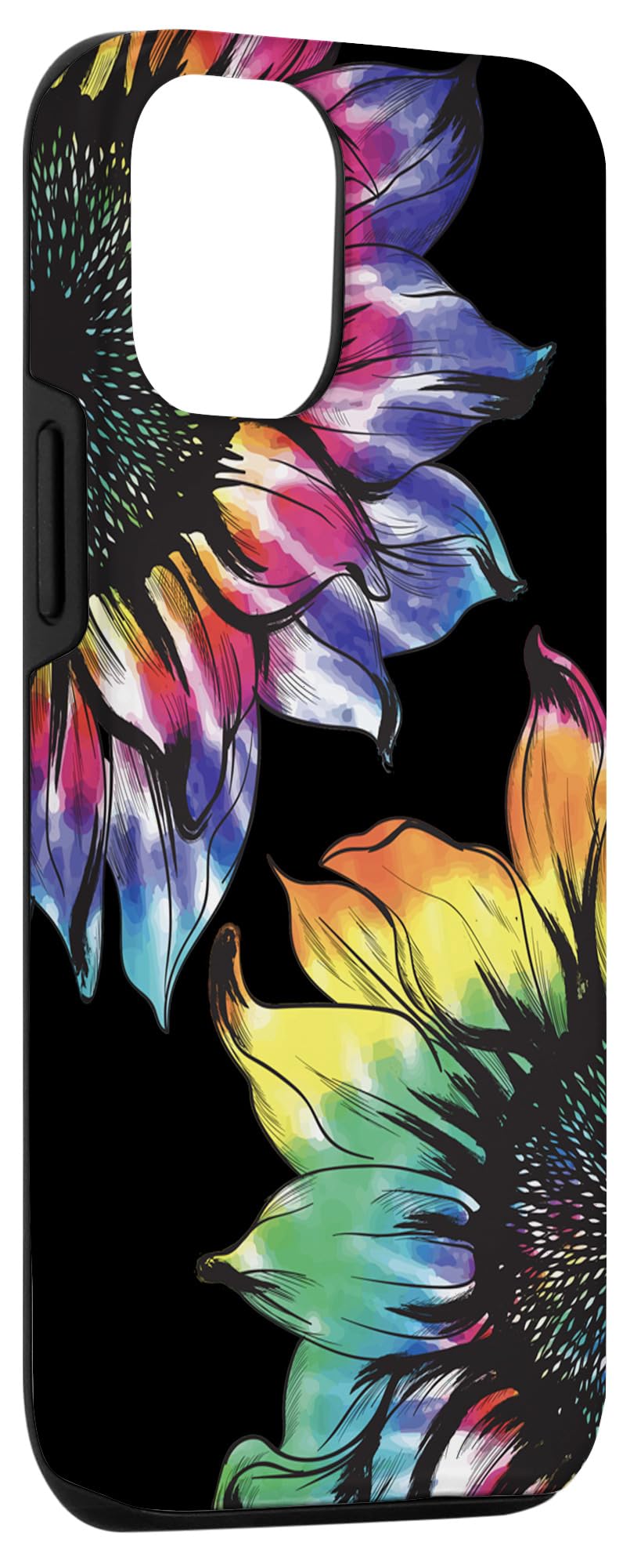 Colorful Tie Dye Sunflower Phone Case for iPhone 12/12 Pro - Retro Hippie Style Protective Cover - Perfect Gift for Music Festivals & Boho Lovers